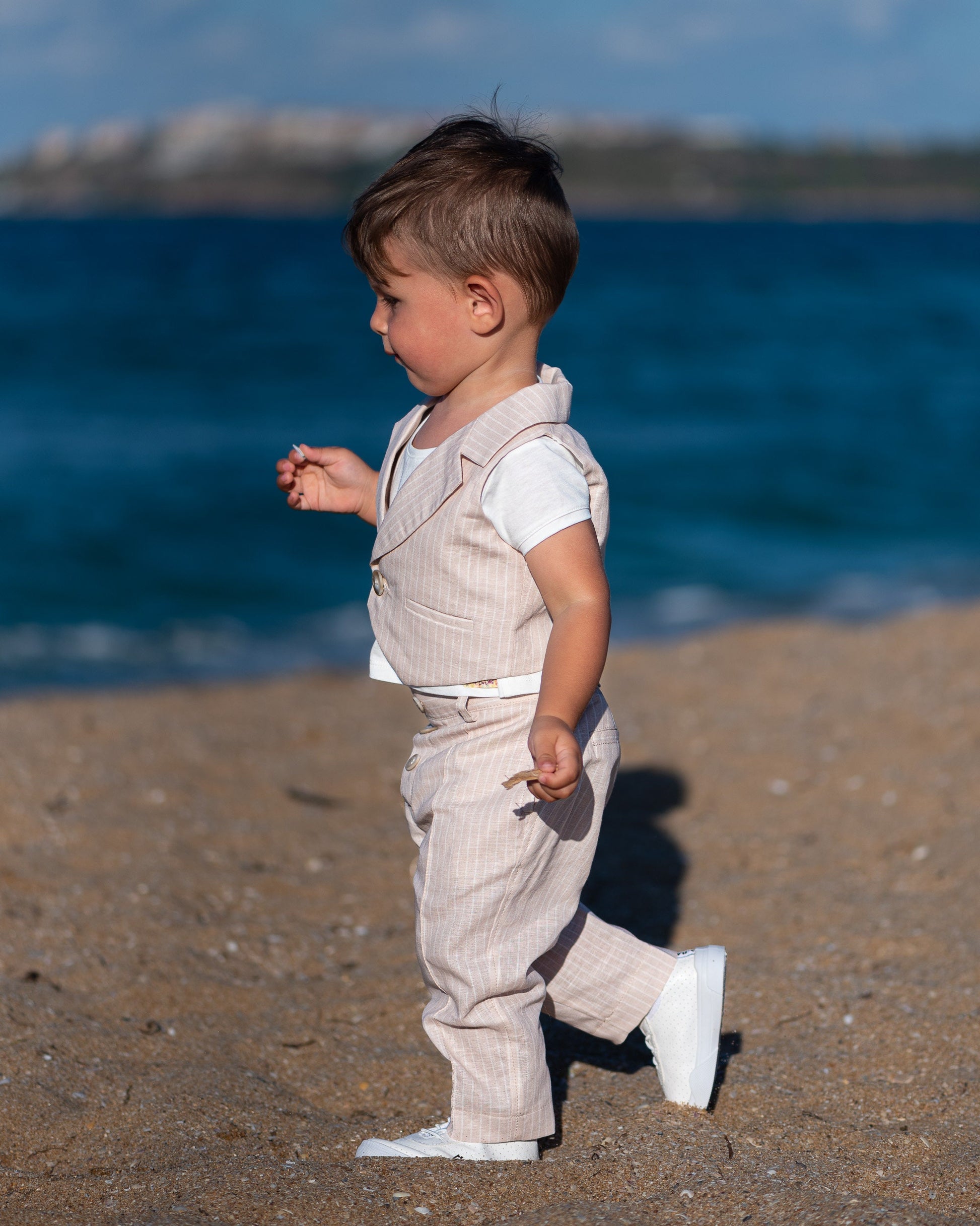 Baby boys linen suit summer formal wear kids linen outfit/ Communion toddler boy linen suit set/ Baby boy wedding outfits linen dress suits