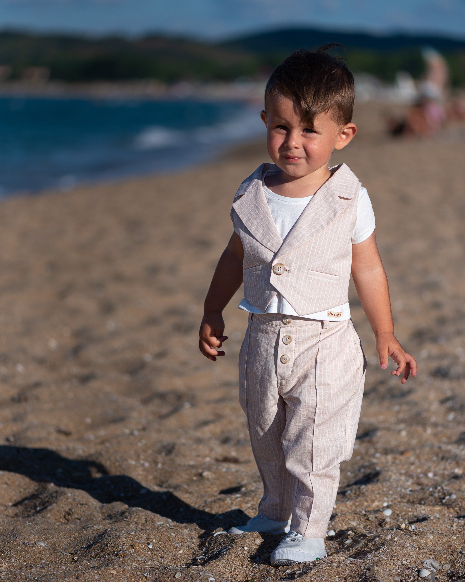 Baby boys linen suit summer formal wear kids linen outfit/ Communion toddler boy linen suit set/ Baby boy wedding outfits linen dress suits