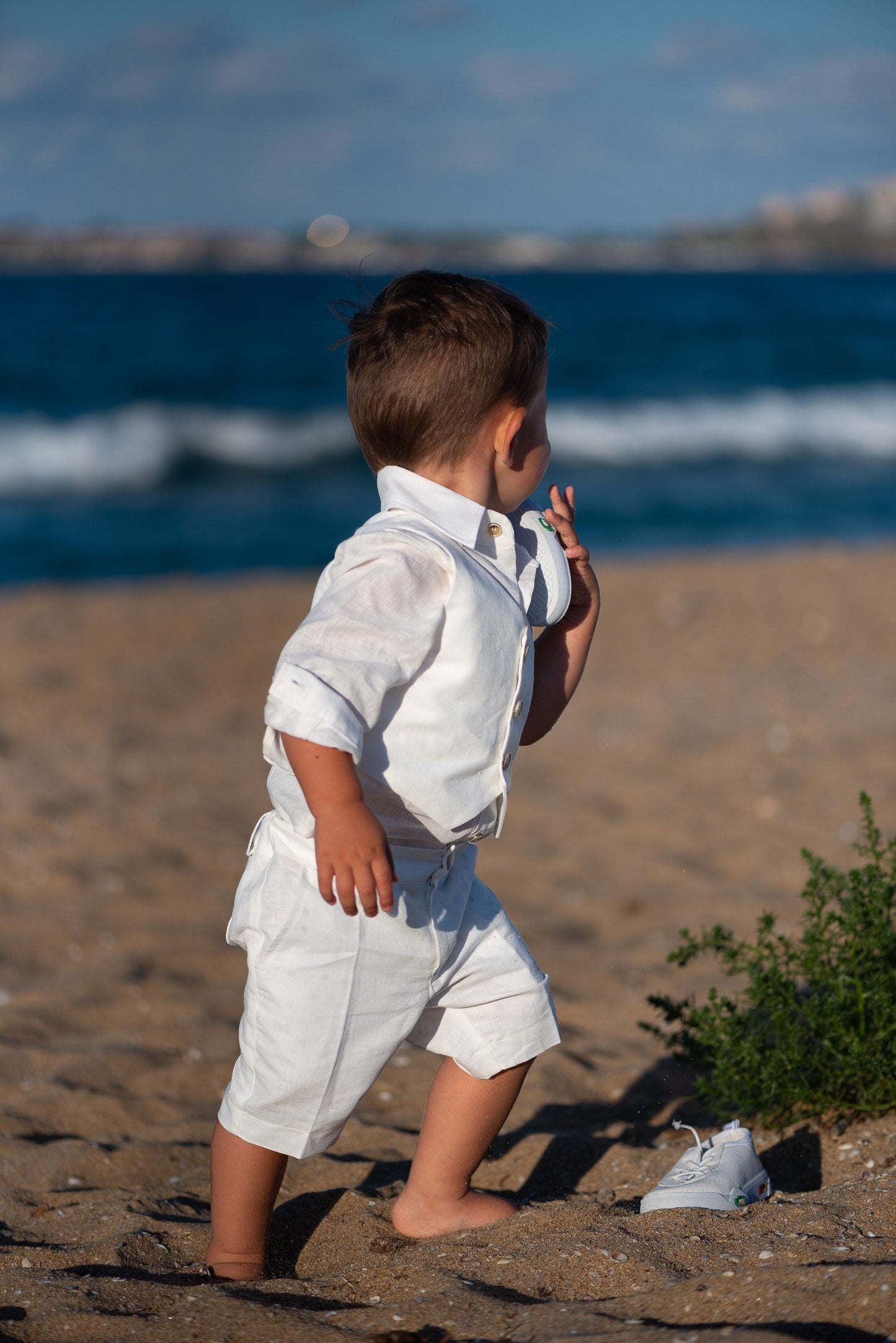 Formal baby boy white linen set/ Baby Christening outfit/ 3 piece set for babies/Linen baby wear/ Baby boy gift/ Baby suit