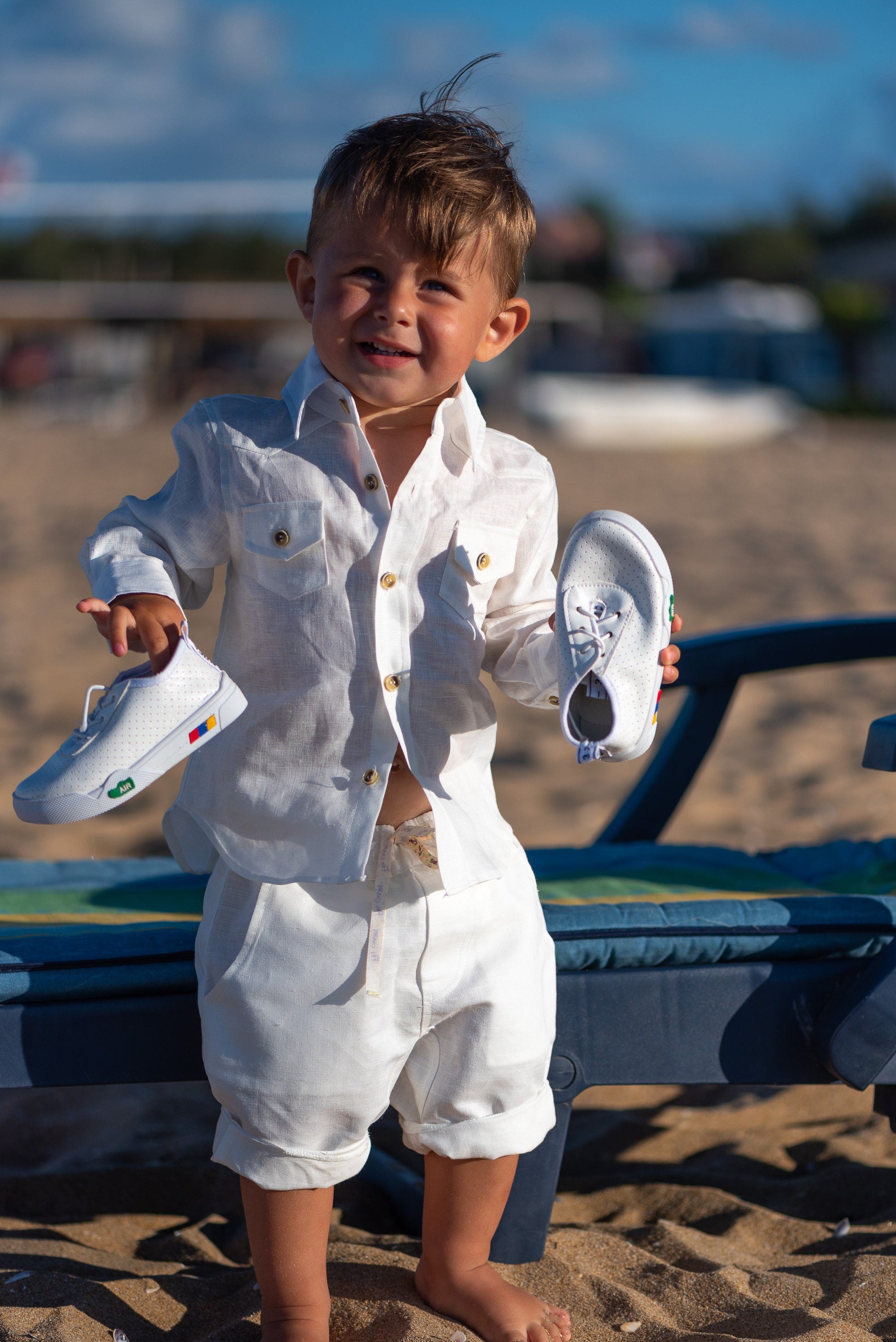Formal baby boy white linen set/ Baby Christening outfit/ 3 piece set for babies/Linen baby wear/ Baby boy gift/ Baby suit