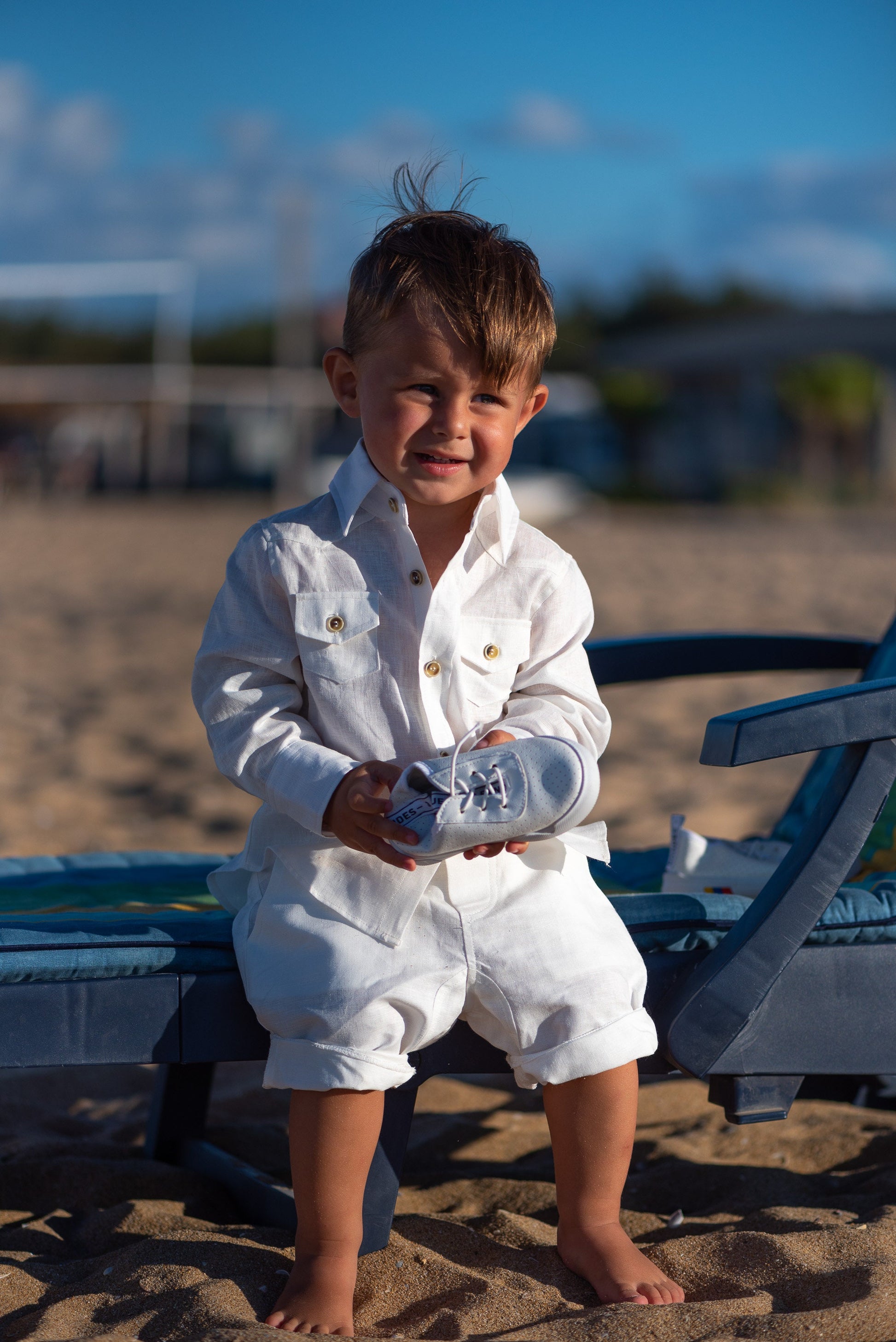 Formal baby boy white linen set/ Baby Christening outfit/ 3 piece set for babies/Linen baby wear/ Baby boy gift/ Baby suit