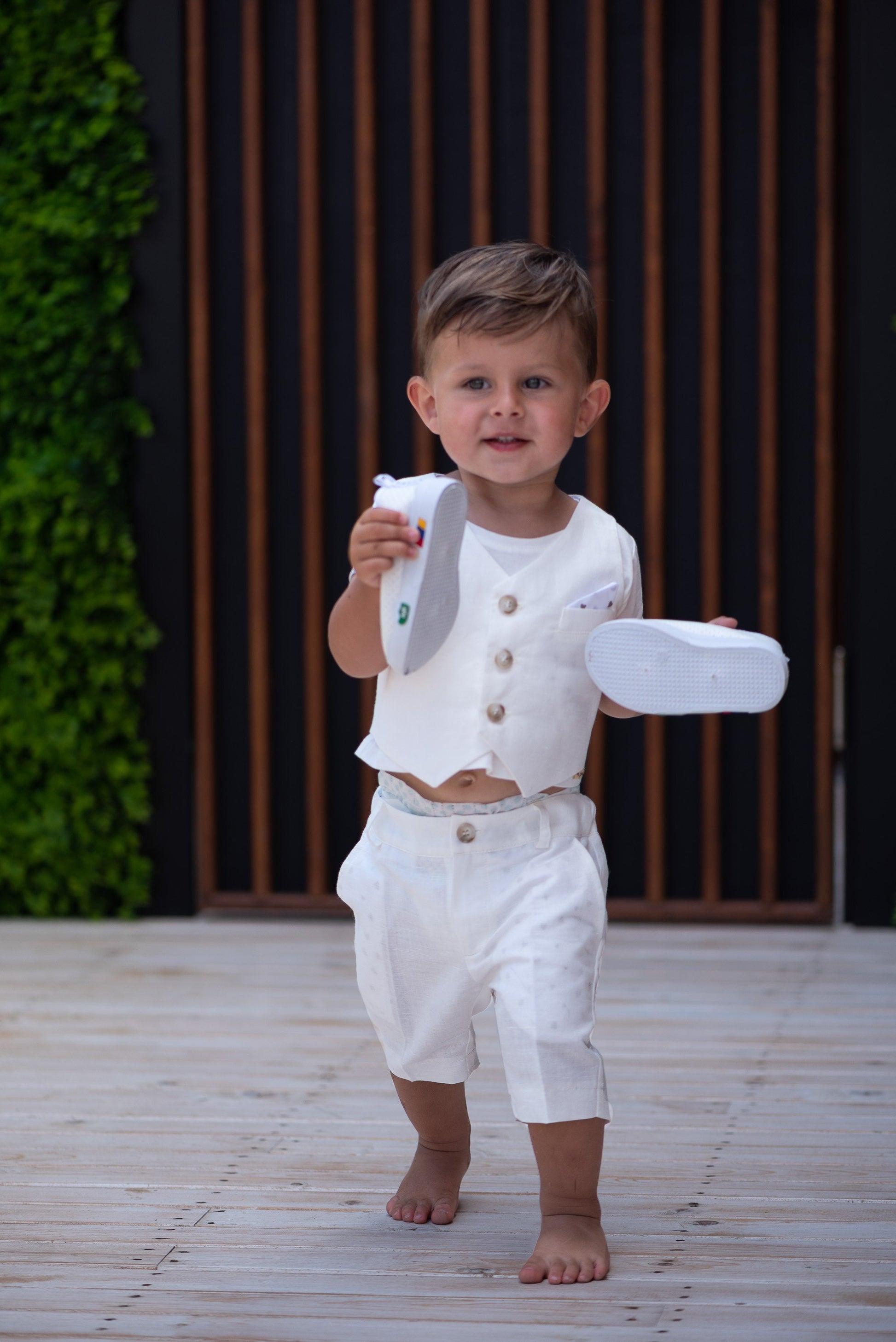 Formal baby boy white linen set/ Baby Christening outfit/ 3 piece set for babies/Linen baby wear/ Baby boy gift/ Baby suit