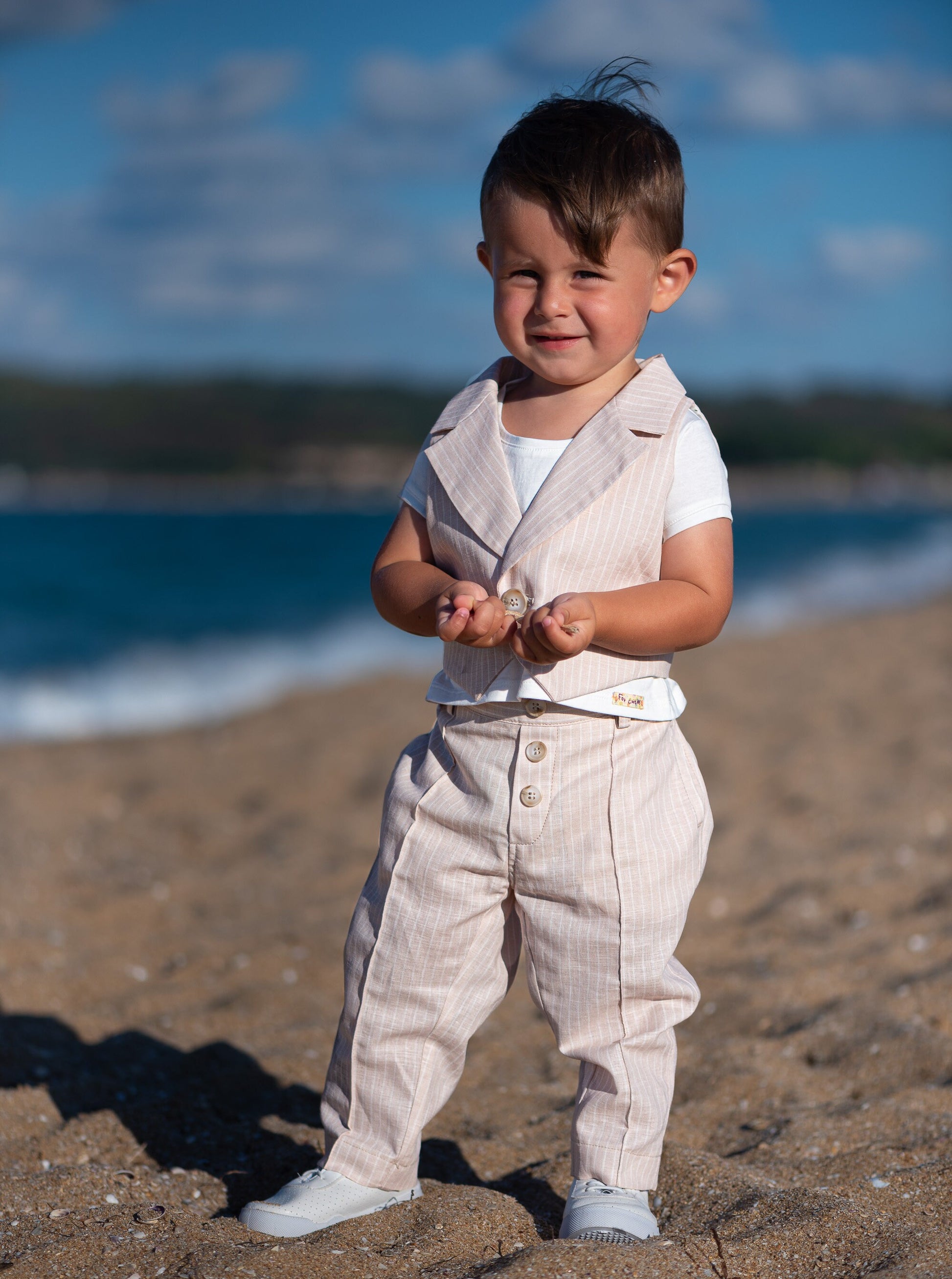 Baby boys linen suit summer formal wear kids linen outfit/ Communion toddler boy linen suit set/ Baby boy wedding outfits linen dress suits