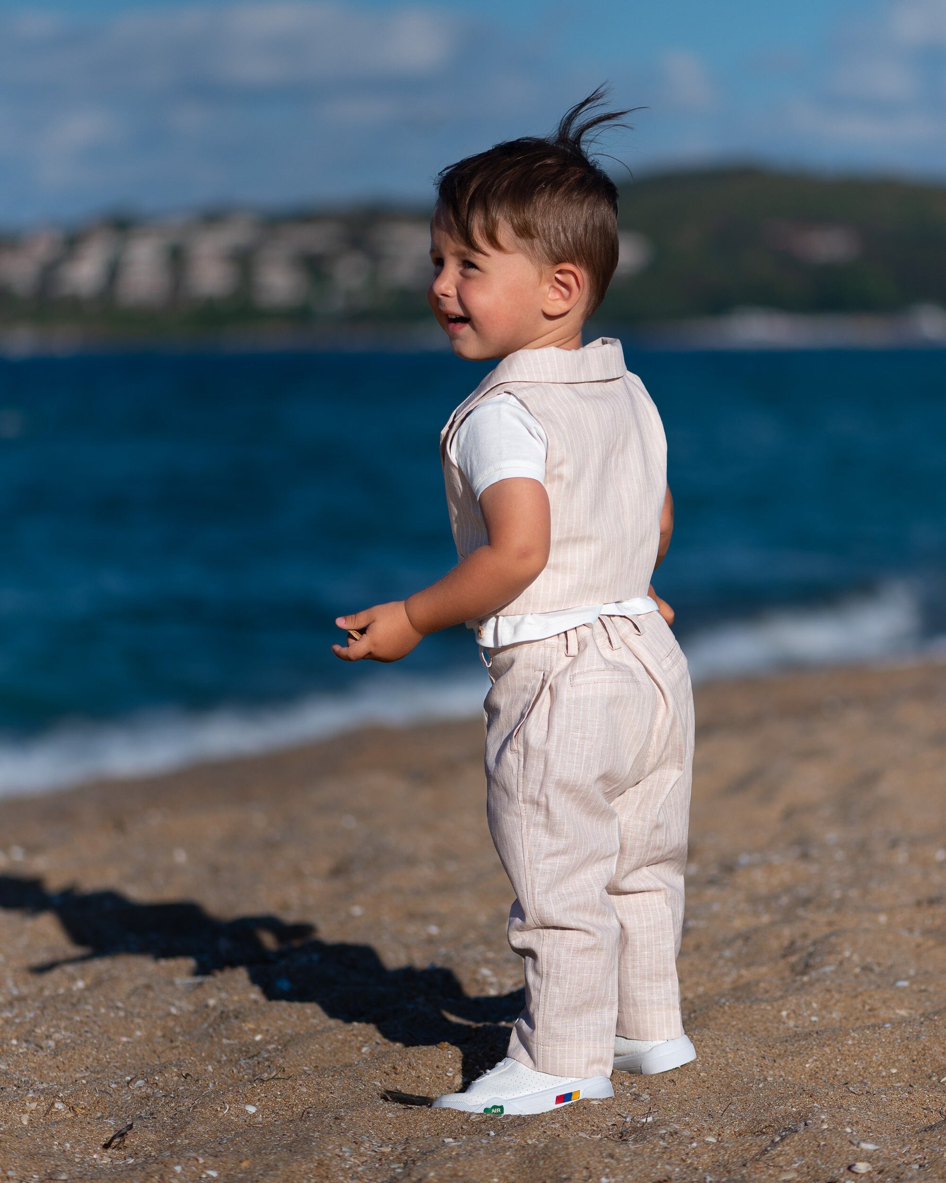Baby boys linen suit summer formal wear kids linen outfit/ Communion toddler boy linen suit set/ Baby boy wedding outfits linen dress suits
