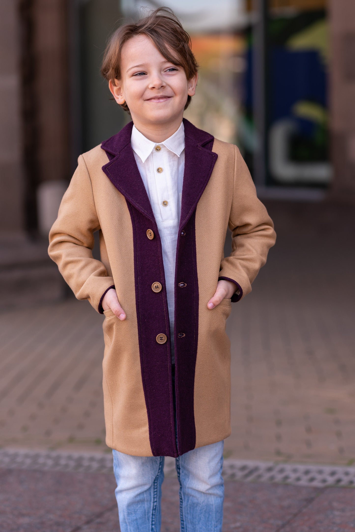 Trendy 2 colors wool coat for boy/ Kids long wool coat/ Children's stylish wool coat/ Long pea coat jacket/ Toddlers boy overcoat