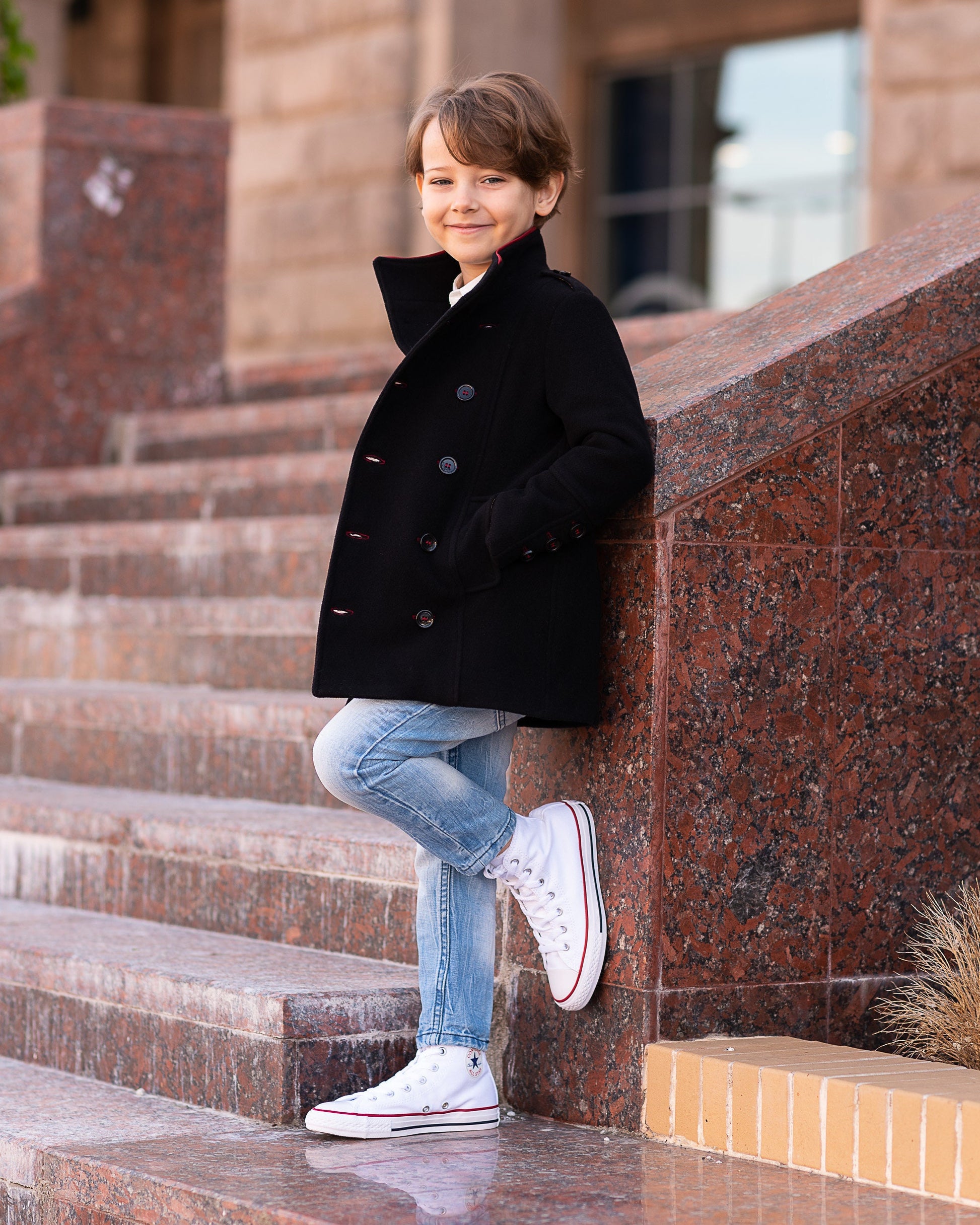 Winter double breasted black wool coat, Boys wool coat, Vintage coat, Trendy wool coat, Toddler boy coat, Kids coat, Down coat, Pea coat