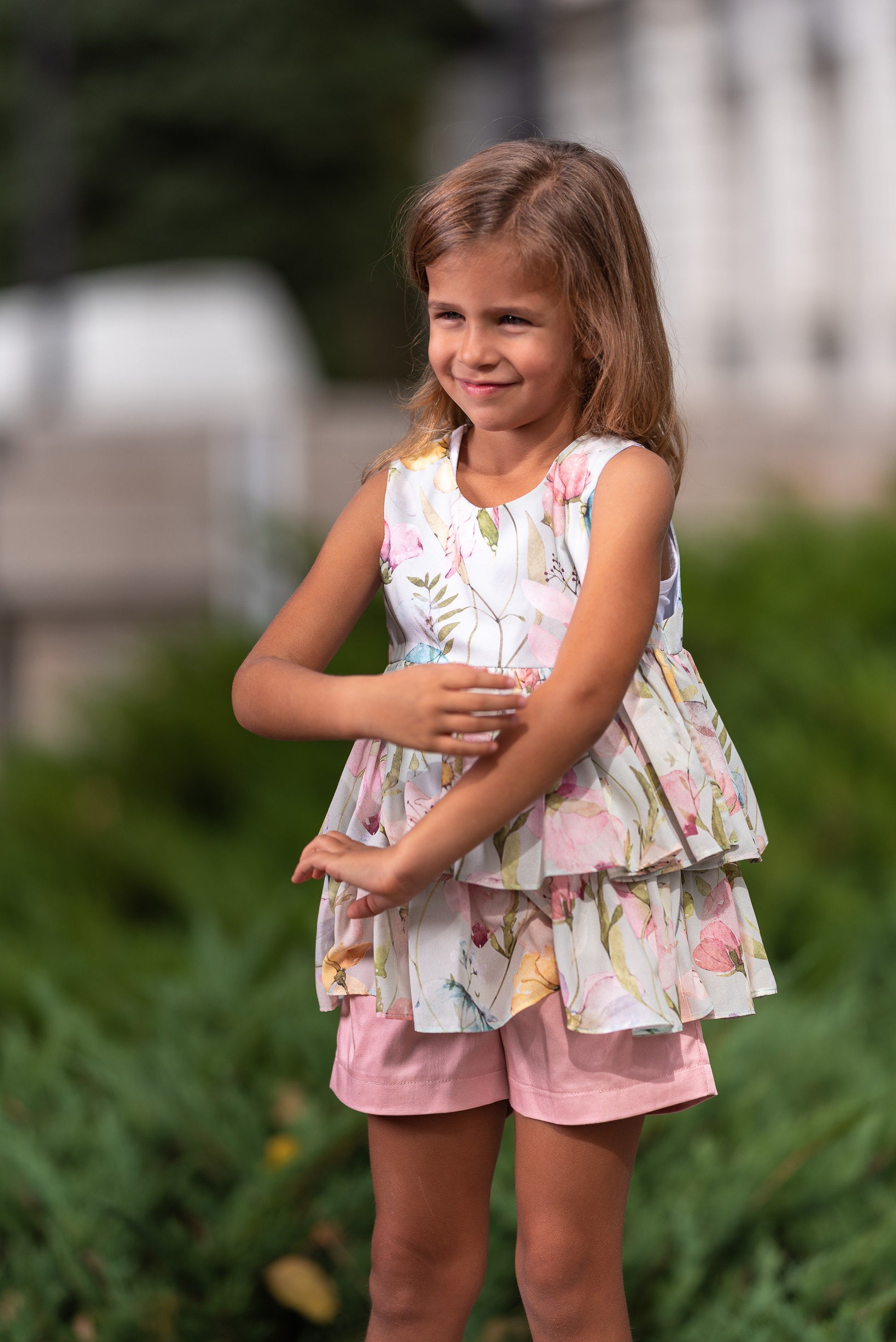 Girls flower printed chiffon top/ Trendy kids top/ Flared dress/ Toddler girl summer top/ summer clothes/ Luxury designer girls top