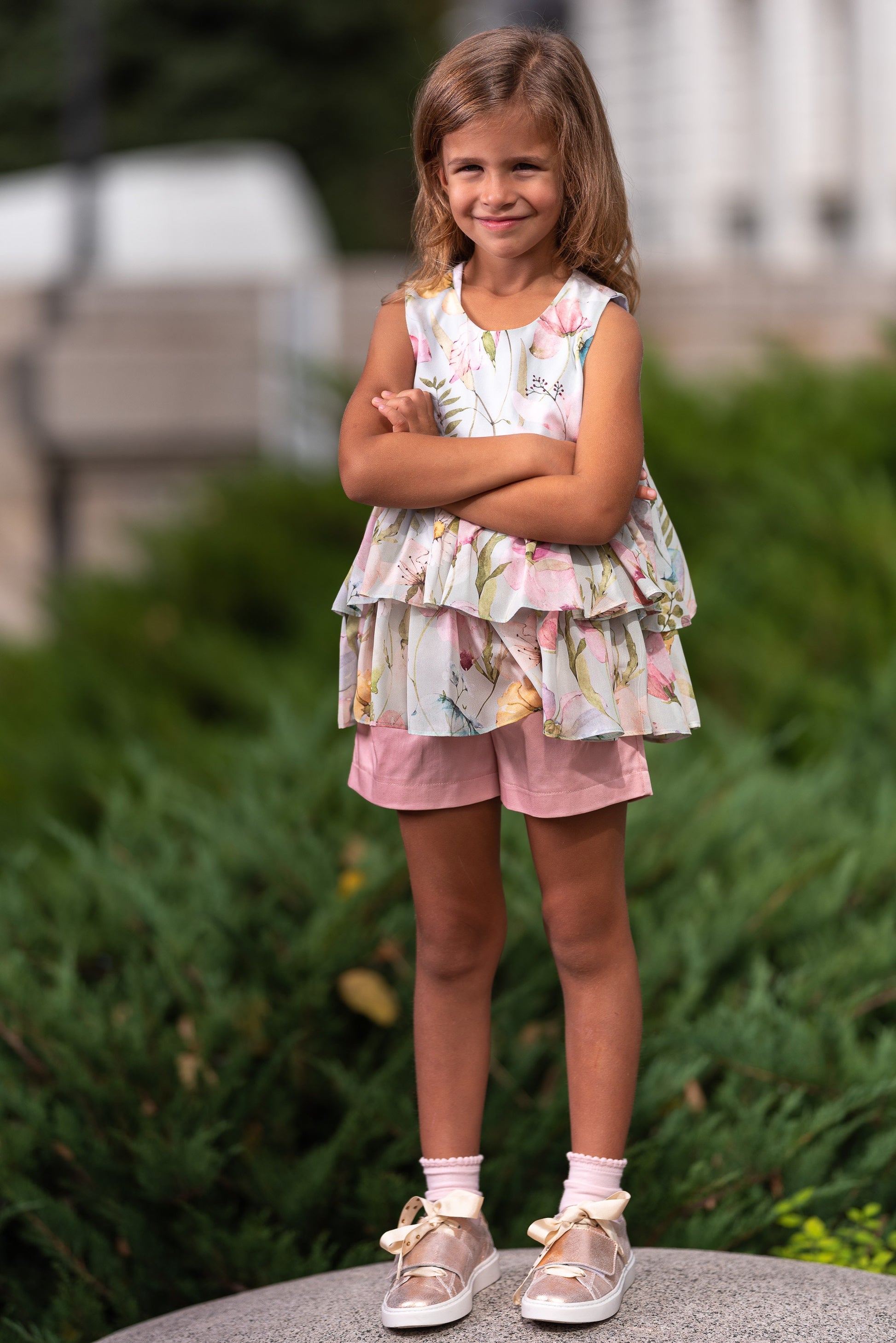 Girls flower printed chiffon top/ Trendy kids top/ Flared dress/ Toddler girl summer top/ summer clothes/ Luxury designer girls top