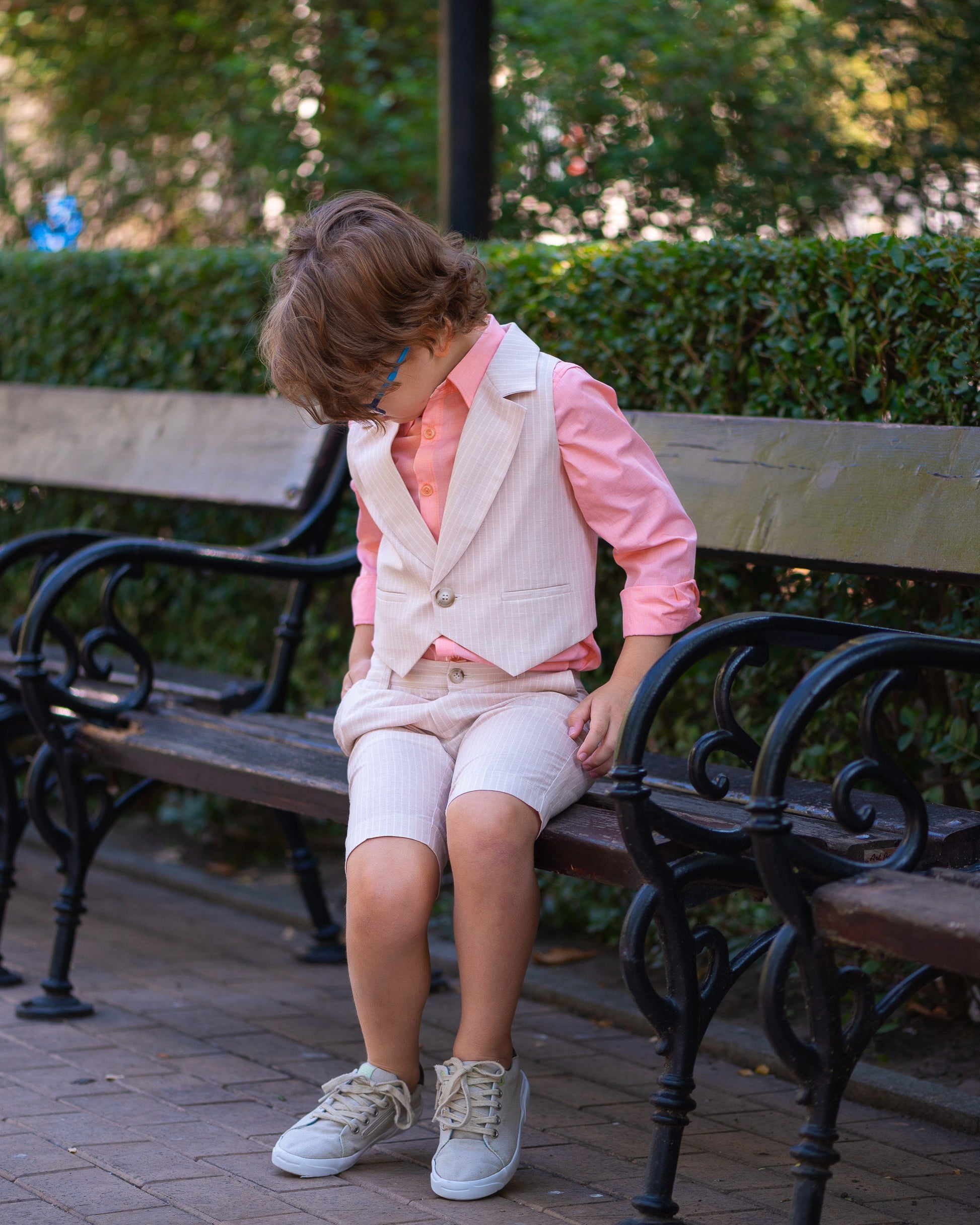 Boys formal 3 pieces outfit kids linen suit/Toddler boy linen outfit slim fitted summer set/ Boys wedding outfit/ Tailored boys suit