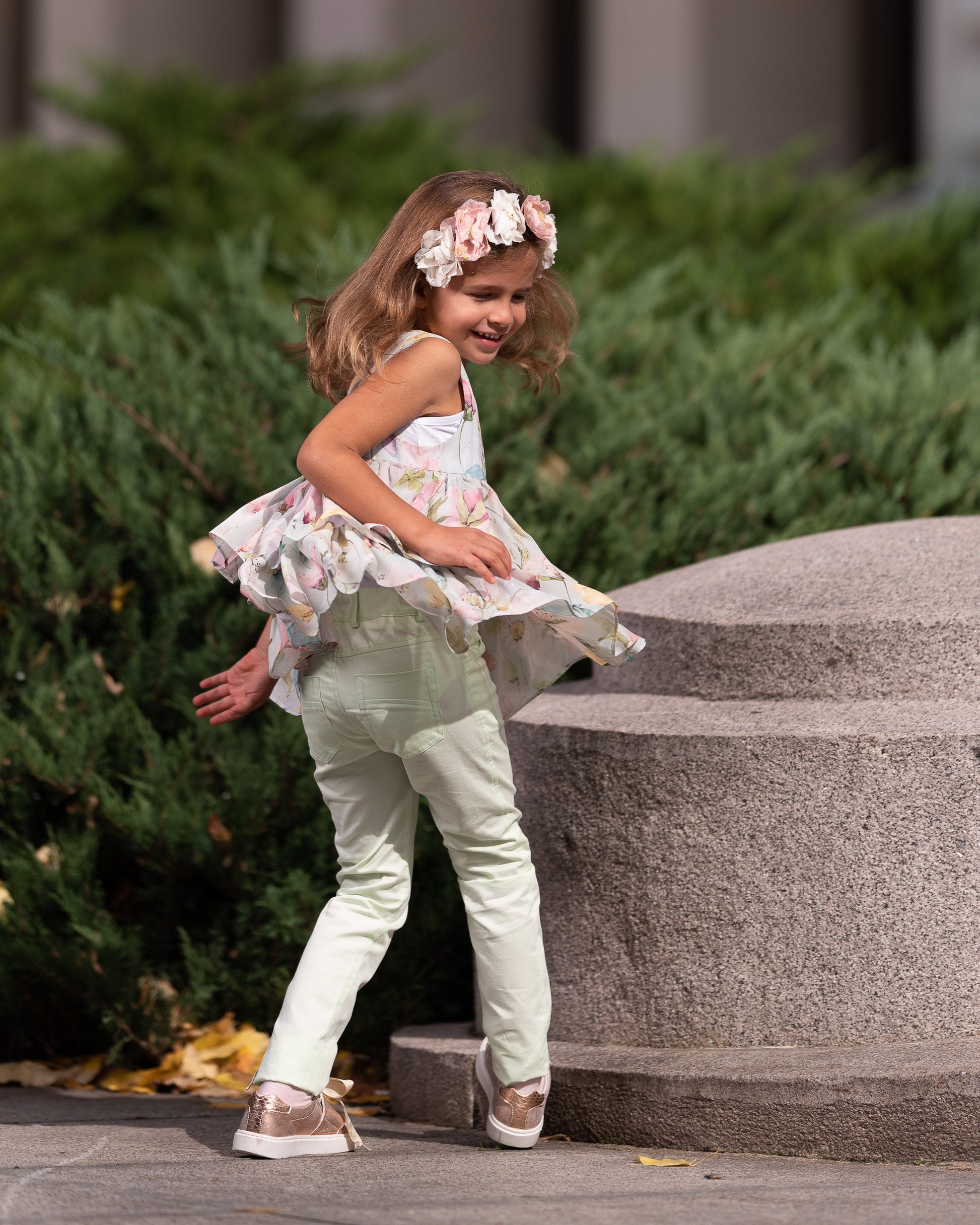 Girls flower printed chiffon top/ Trendy kids top/ Flared dress/ Toddler girl summer top/ summer clothes/ Luxury designer girls top