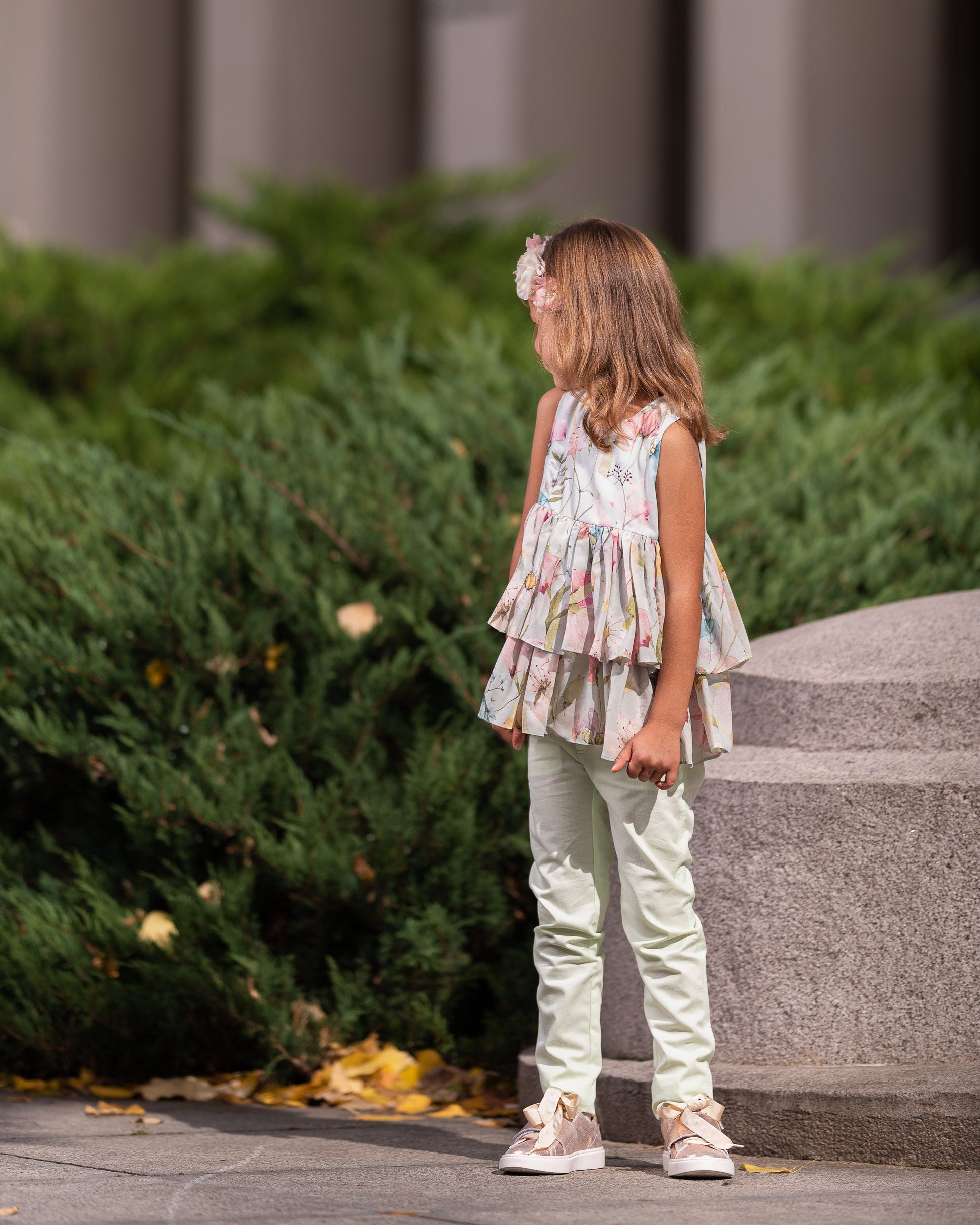 Girls flower printed chiffon top/ Trendy kids top/ Flared dress/ Toddler girl summer top/ summer clothes/ Luxury designer girls top