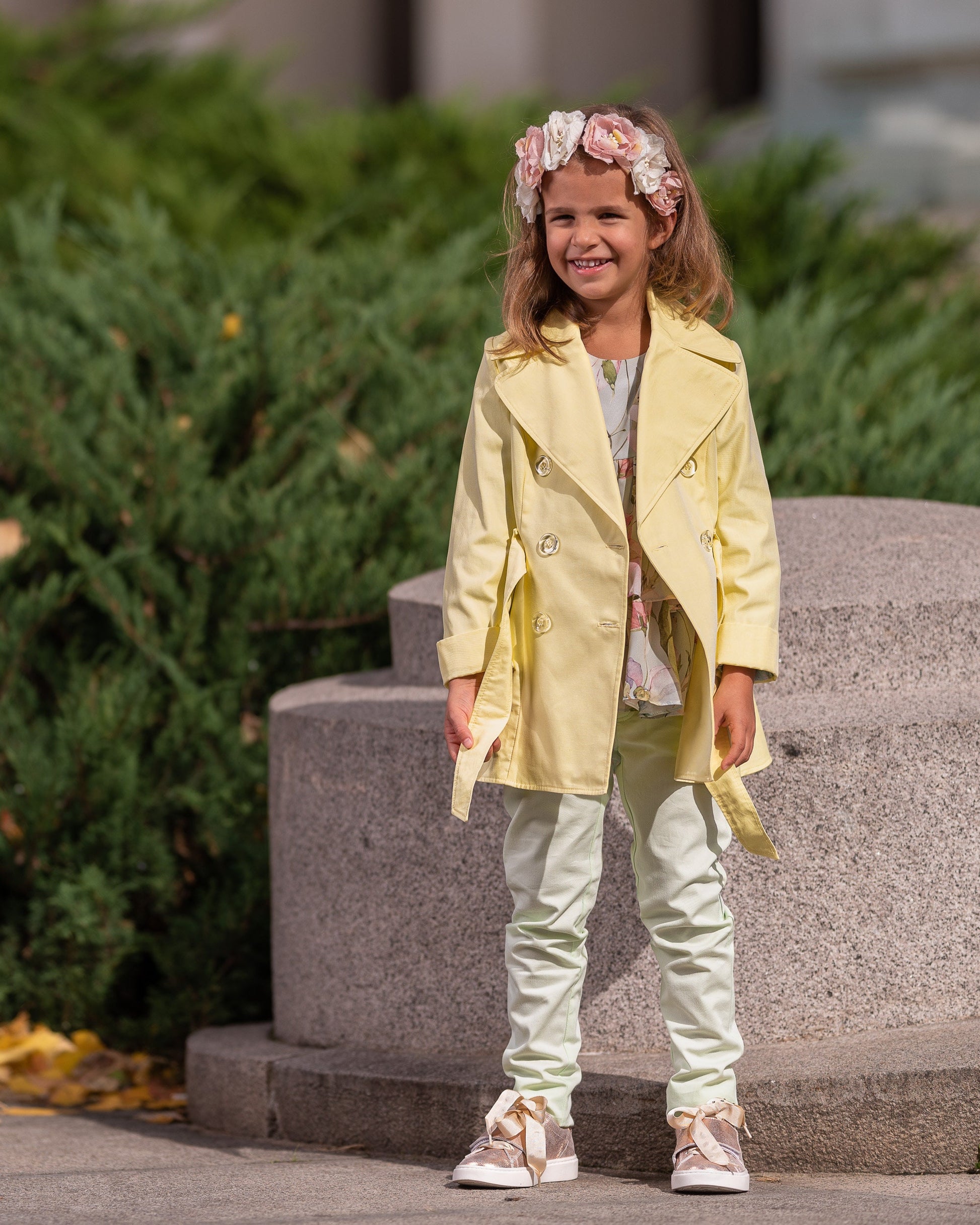 Girls spring summer cotton trench coat / Toddler girl cotton jacket/ Kids summer coat/Long tailored summer coat/Designer girls clothes