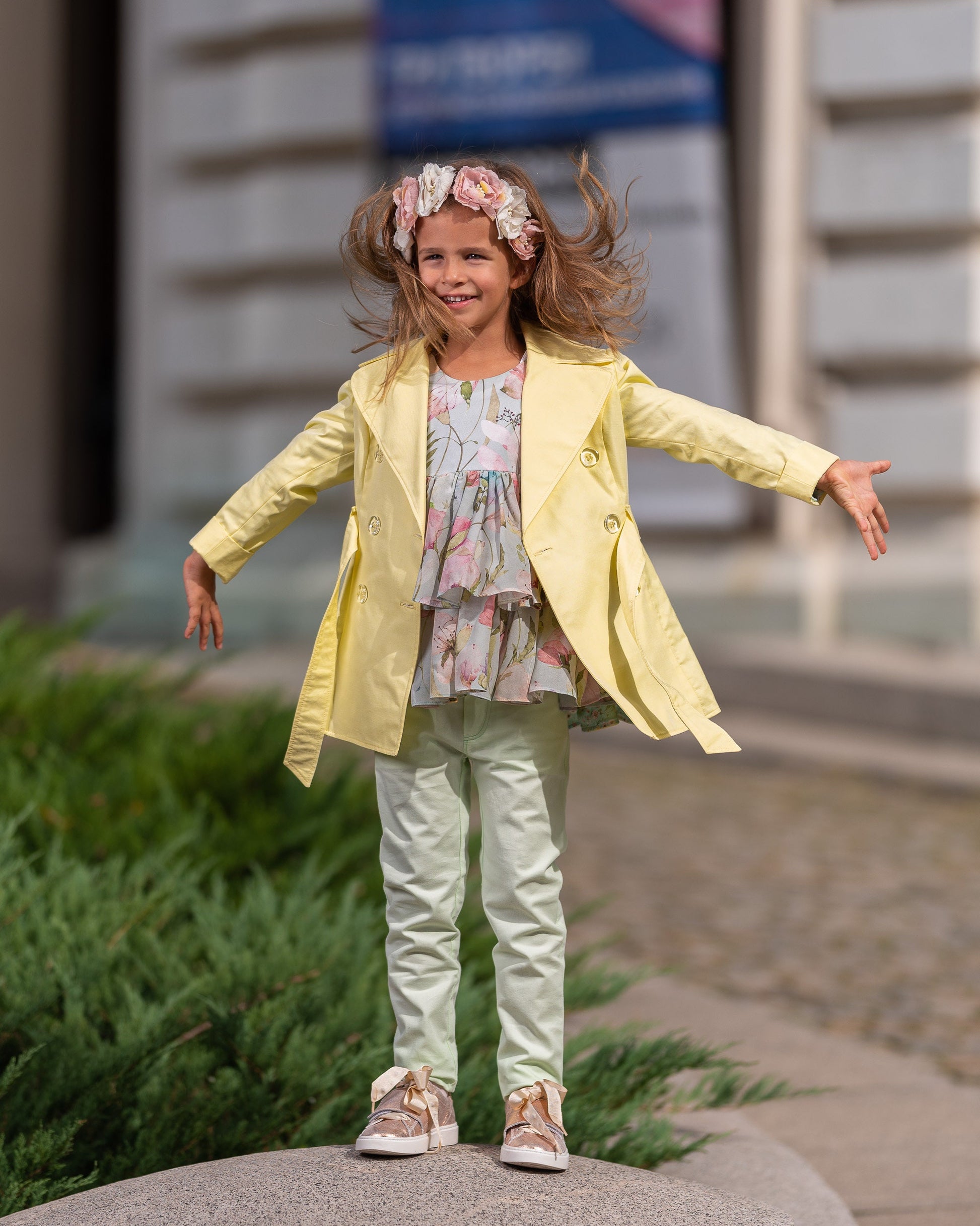 Girls spring summer cotton trench coat / Toddler girl cotton jacket/ Kids summer coat/Long tailored summer coat/Designer girls clothes