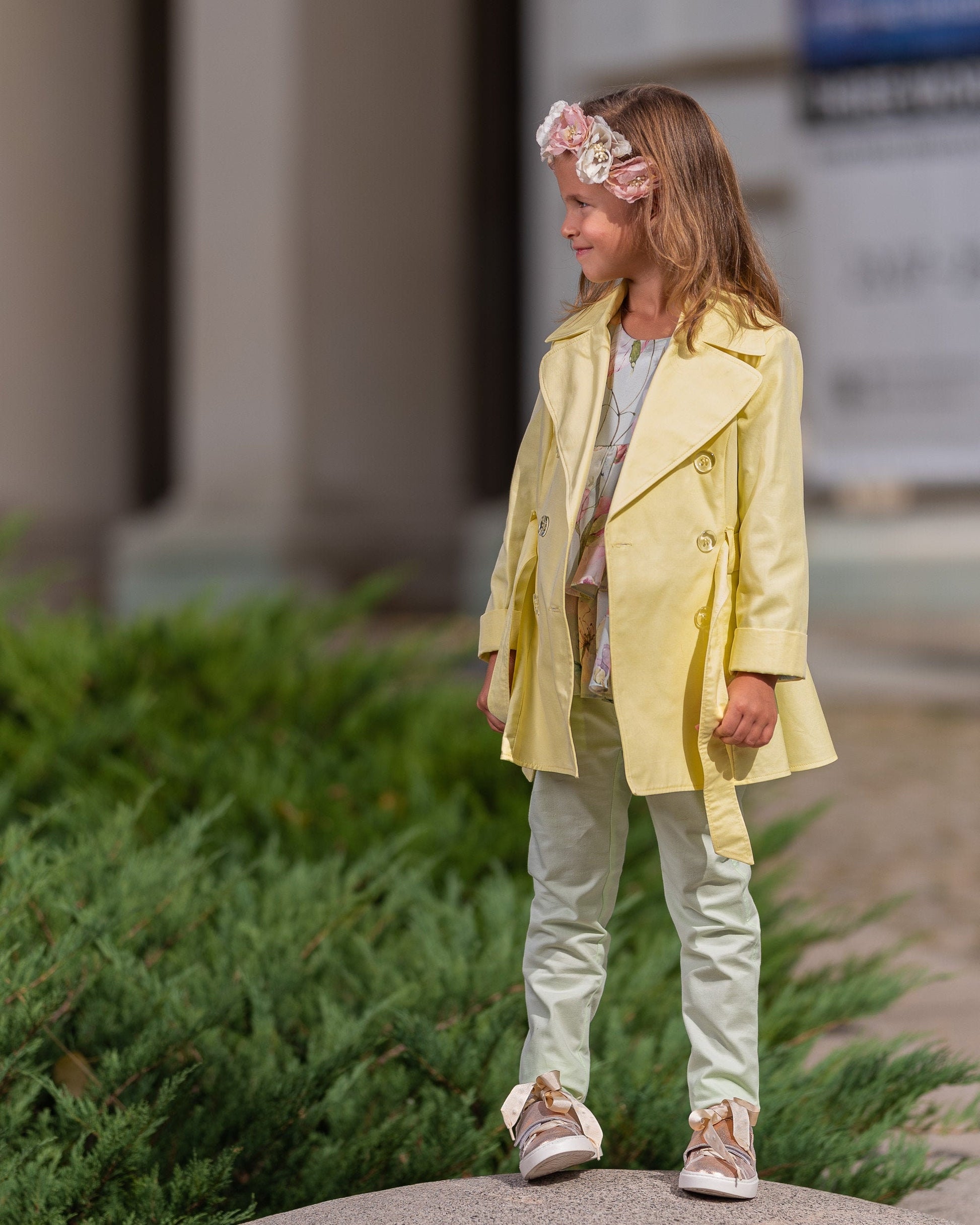 Girls spring summer cotton trench coat / Toddler girl cotton jacket/ Kids summer coat/Long tailored summer coat/Designer girls clothes