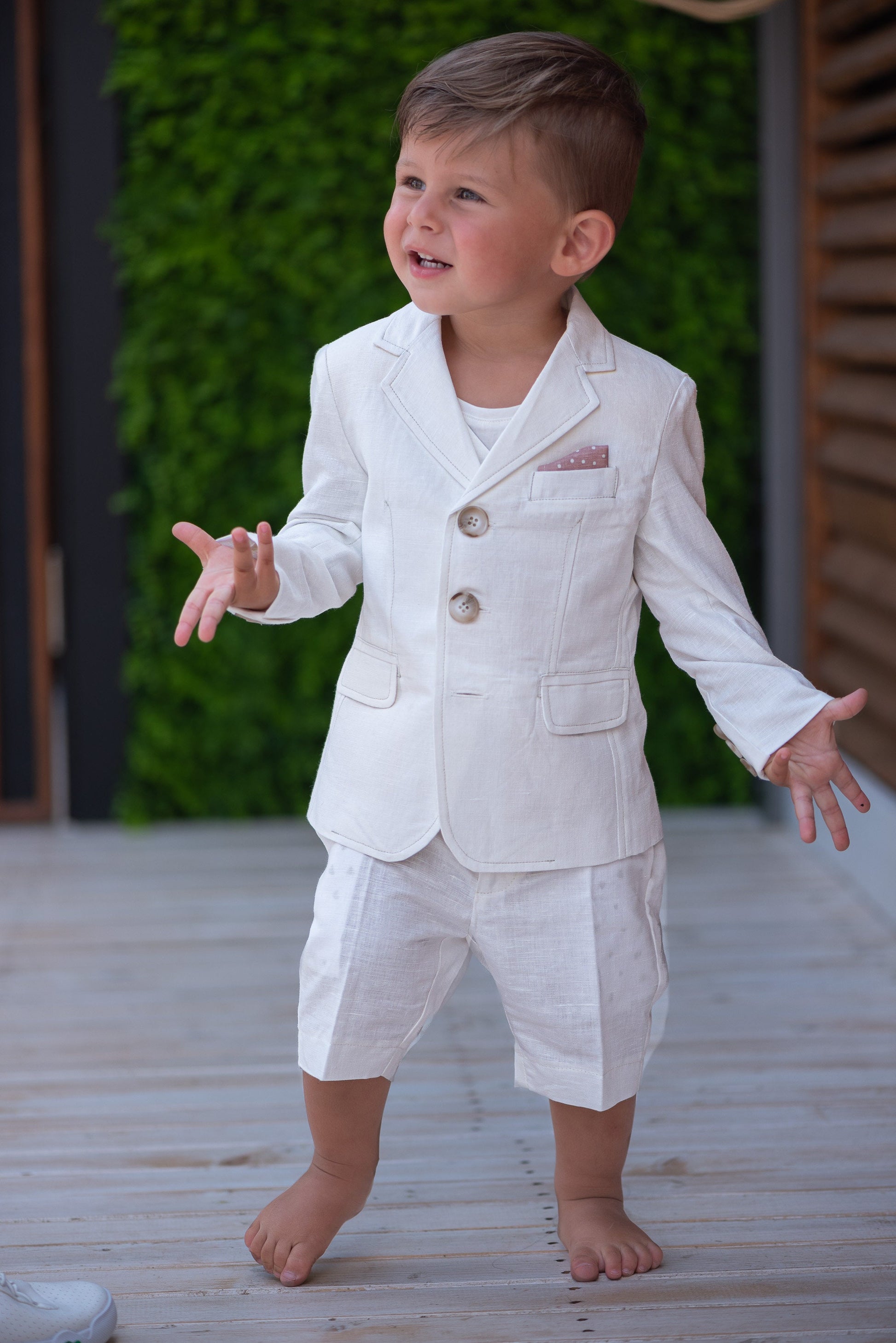 Baby boy white linen jacket/ Baby Christening blazer/ Formal jacket for babies/Linen baby wear/ Baby boy gift/ Baby luxury wear