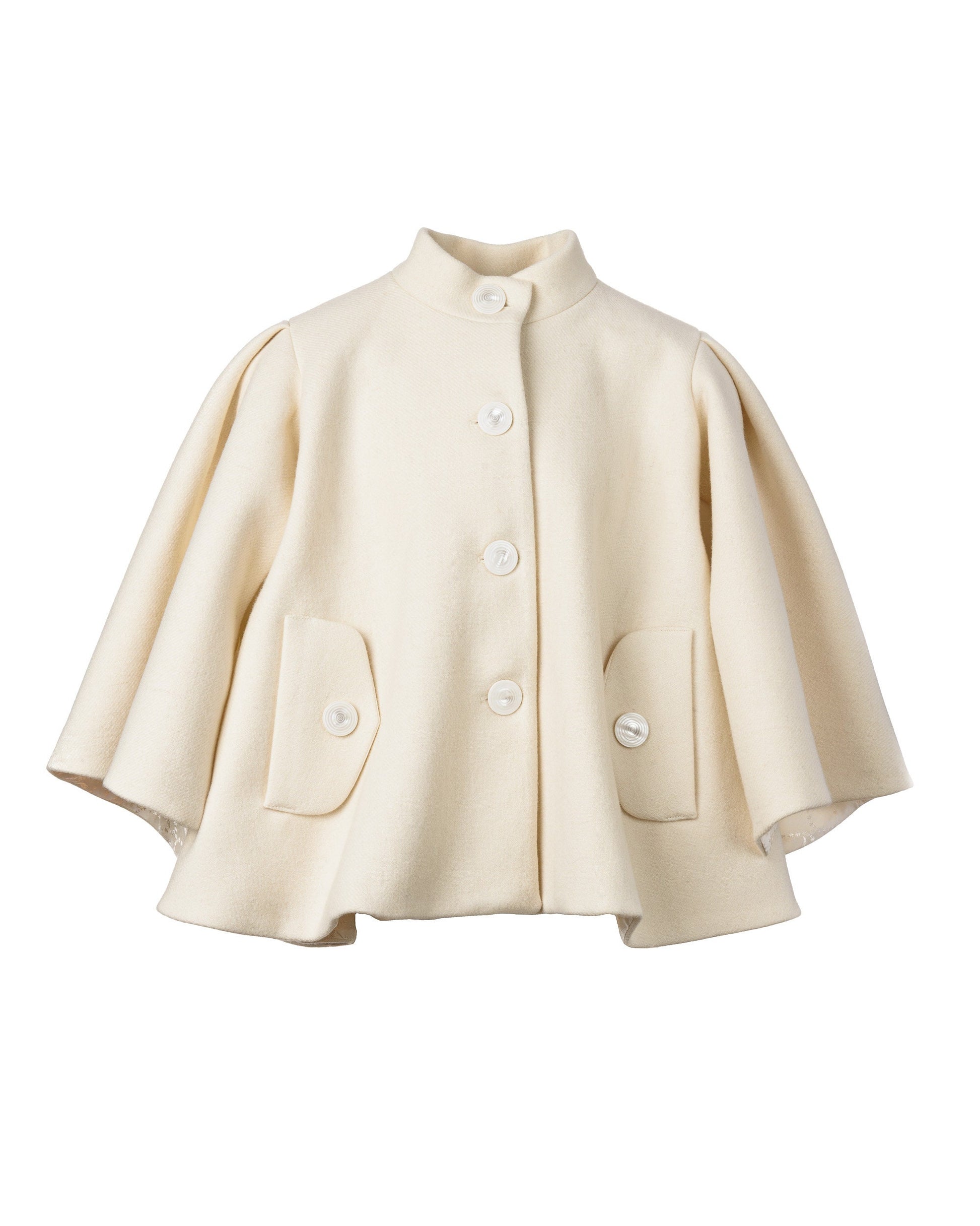 White wool communion cape coat girls/ Kids wedding cape/ Toddler girl wool coat/ Little girls fashion/ Stylish loose coat/ Boutique coat
