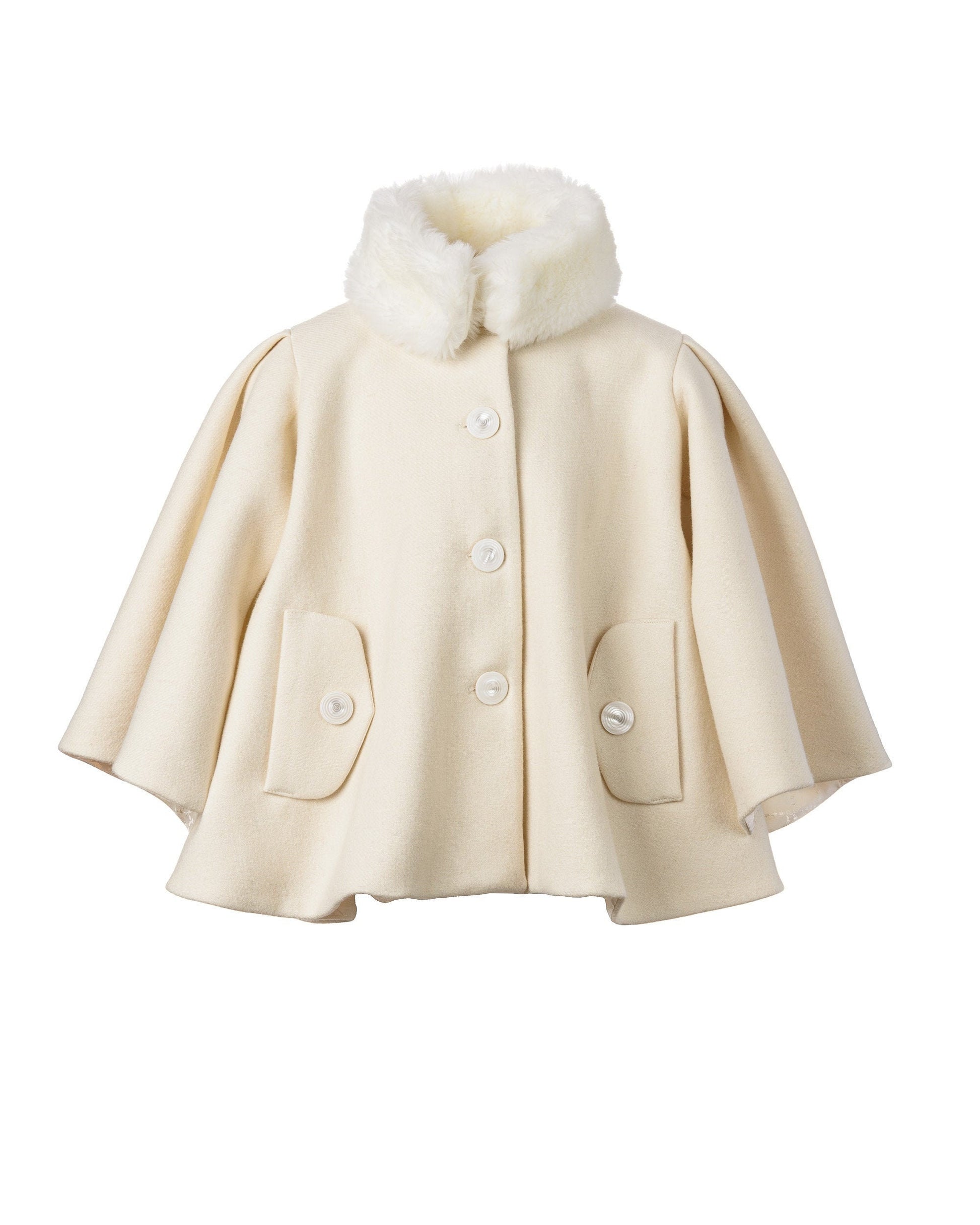 White wool communion cape coat girls/ Kids wedding cape/ Toddler girl wool coat/ Little girls fashion/ Stylish loose coat/ Boutique coat