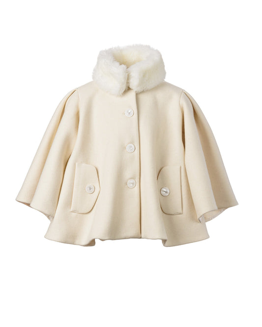 White wool communion cape coat girls/ Kids wedding cape/ Toddler girl wool coat/ Little girls fashion/ Stylish loose coat/ Boutique coat