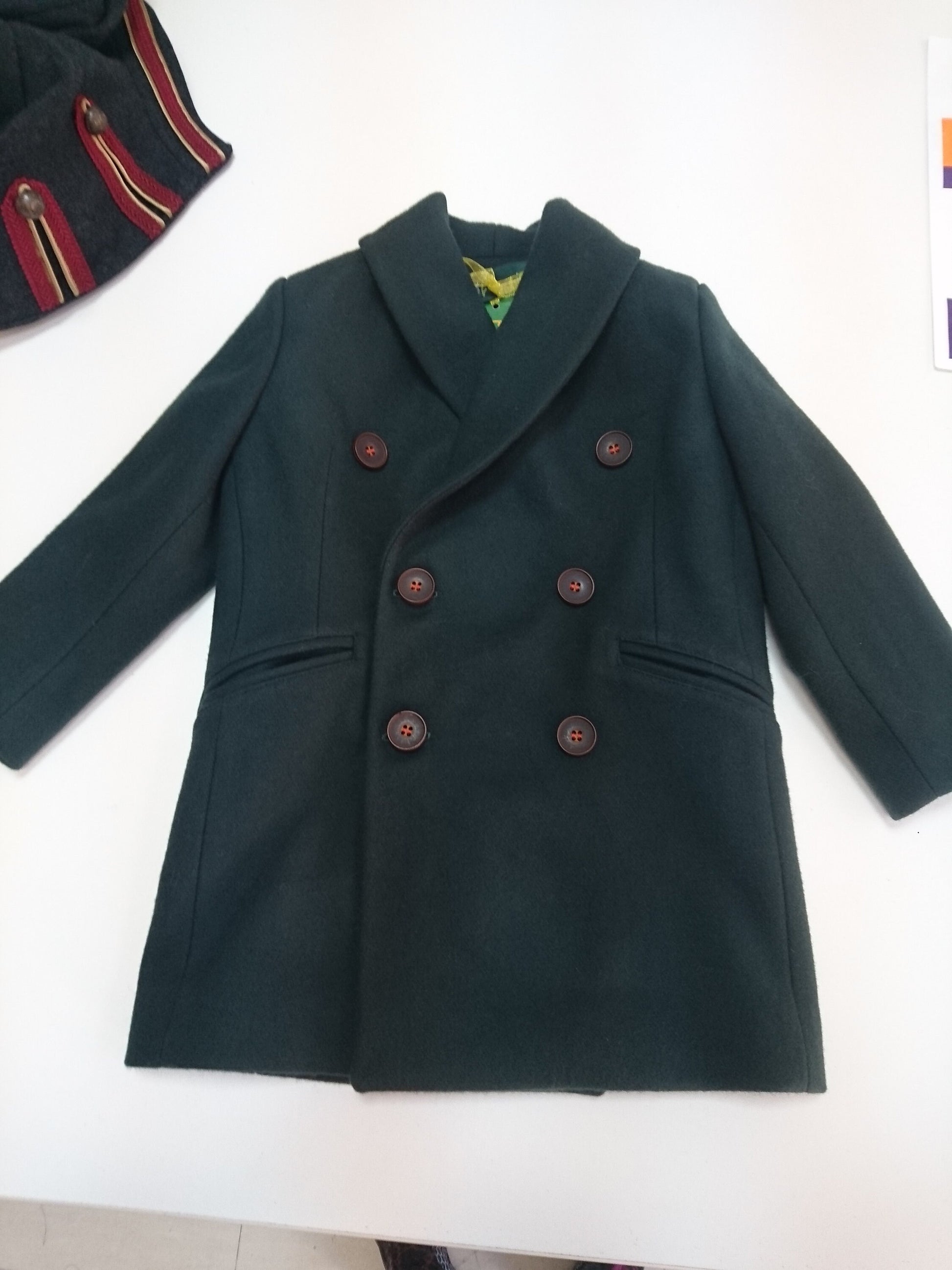 Long shawl collar wool for boys, Double breasted down coat toddler, Kids warm winter vintage coat, Navy classic coat, Junior long pea coat