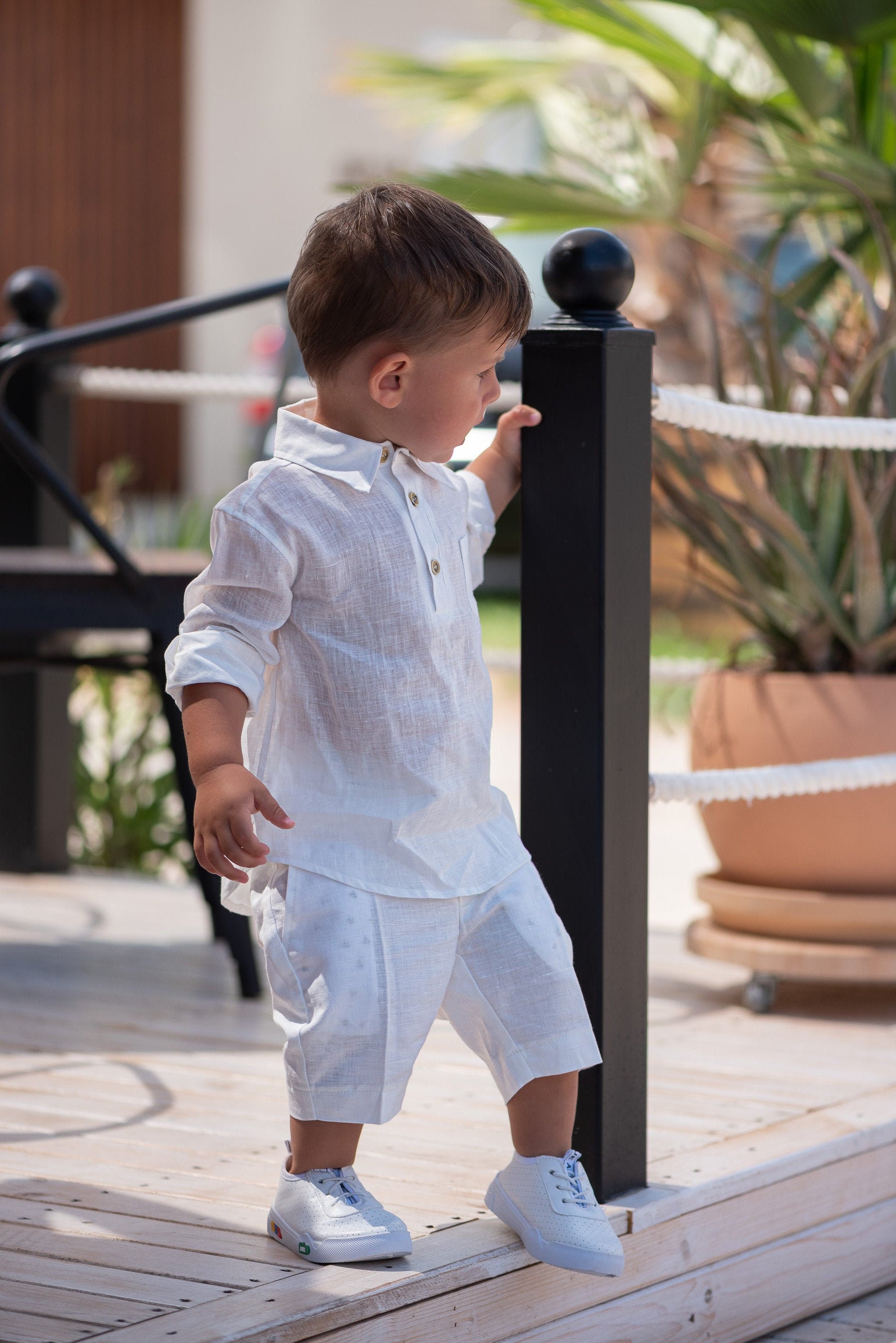 Communion baby boy white linen set/ Baby Christening summer outfit/ 2 piece set for babies/Linen baby wear/ Baby boy gift/Baby birthday suit