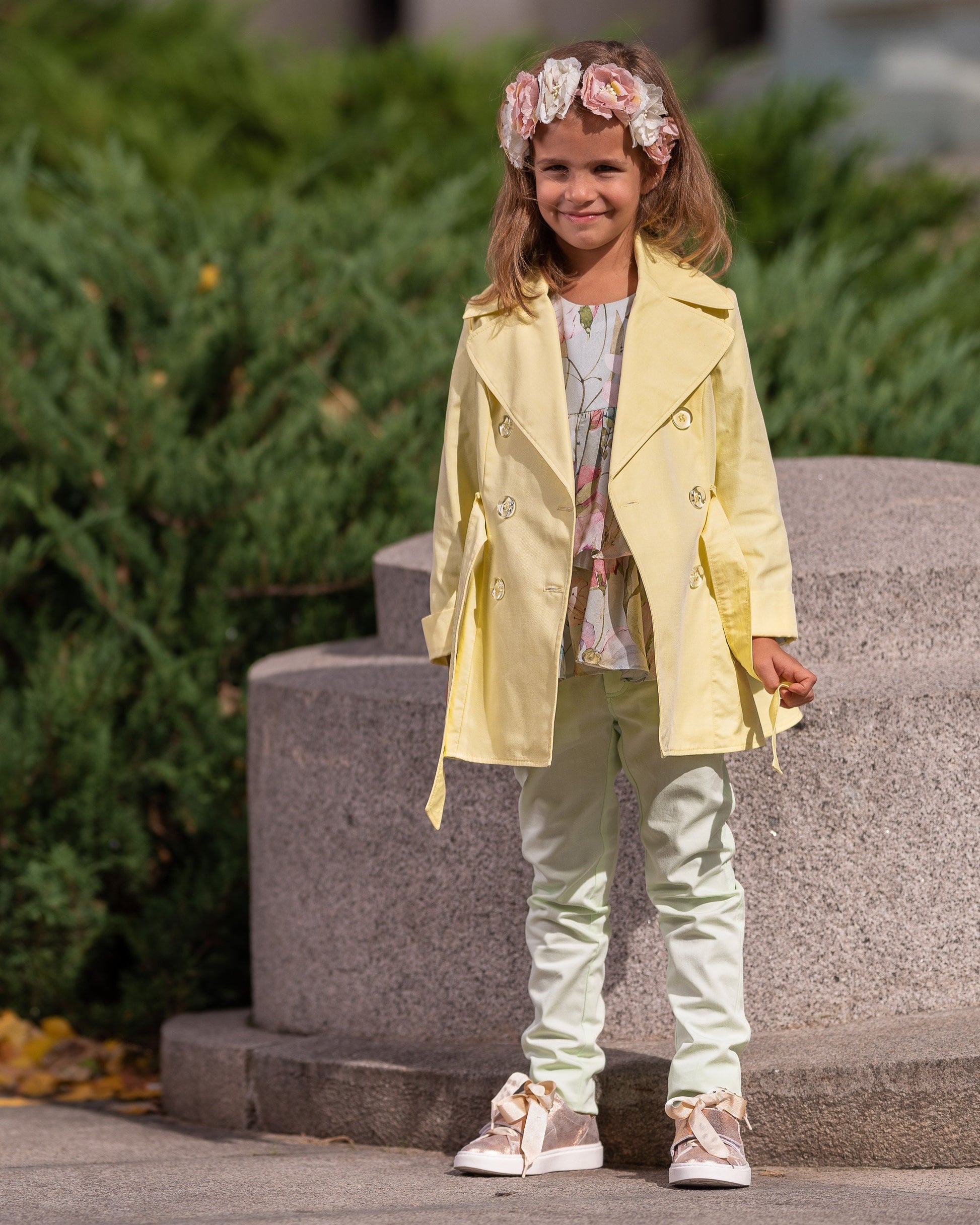 Girls spring summer cotton trench coat / Toddler girl cotton jacket/ Kids summer coat/Long tailored summer coat/Designer girls clothes