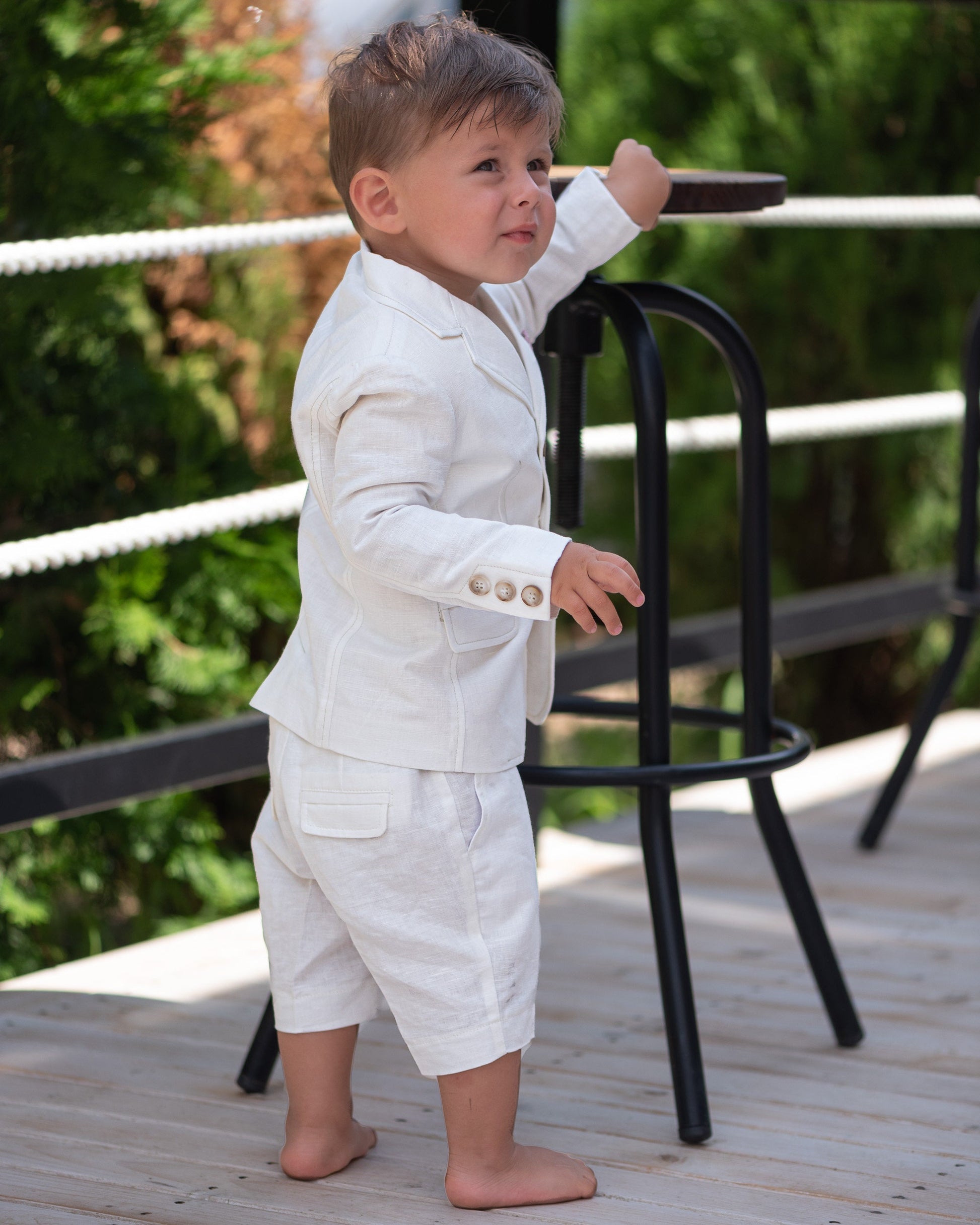 Baby boy white linen jacket/ Baby Christening blazer/ Formal jacket for babies/Linen baby wear/ Baby boy gift/ Baby luxury wear