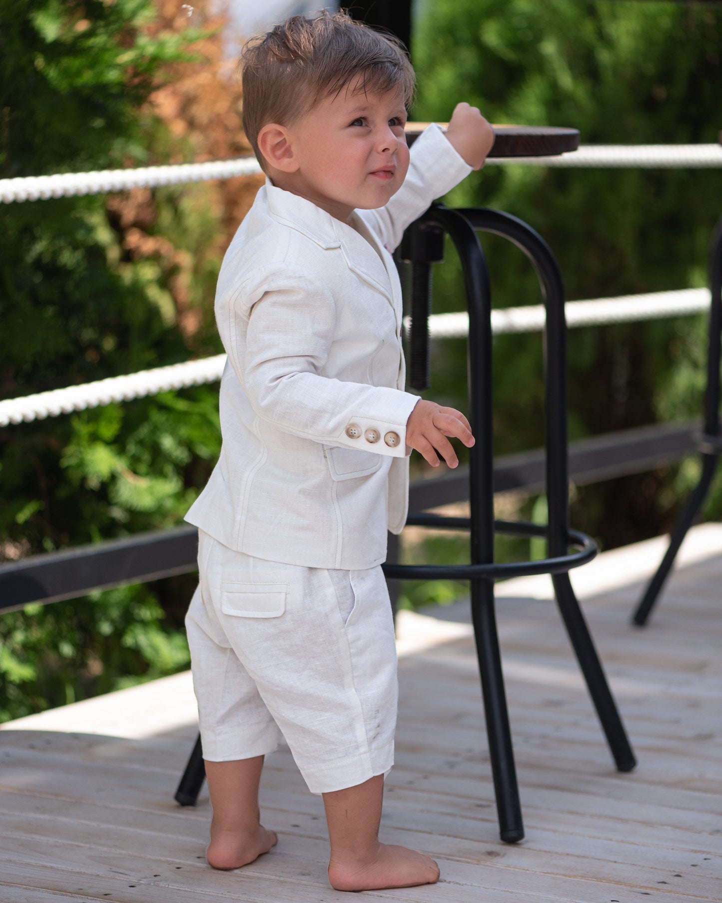 Wedding baby boy white linen suit/ Baby Christening outfit/ 2 piece formal set for babies/Linen baby wear/ Baby boy gift/ Baby luxury suit