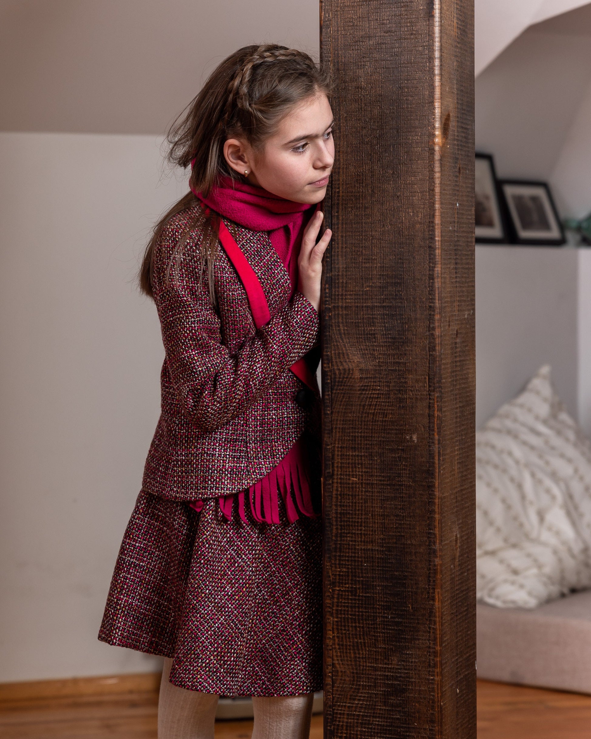 Girls wool 2 piece tuxedo suit/ Boucle tux suit formal wear/ Children tuxedo outfit/ Kids birthday dress suit/ Formal winter outfit for girl