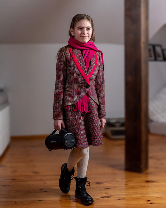 Girls wool 2 piece tuxedo suit/ Boucle tux suit formal wear/ Children tuxedo outfit/ Kids birthday dress suit/ Formal winter outfit for girl