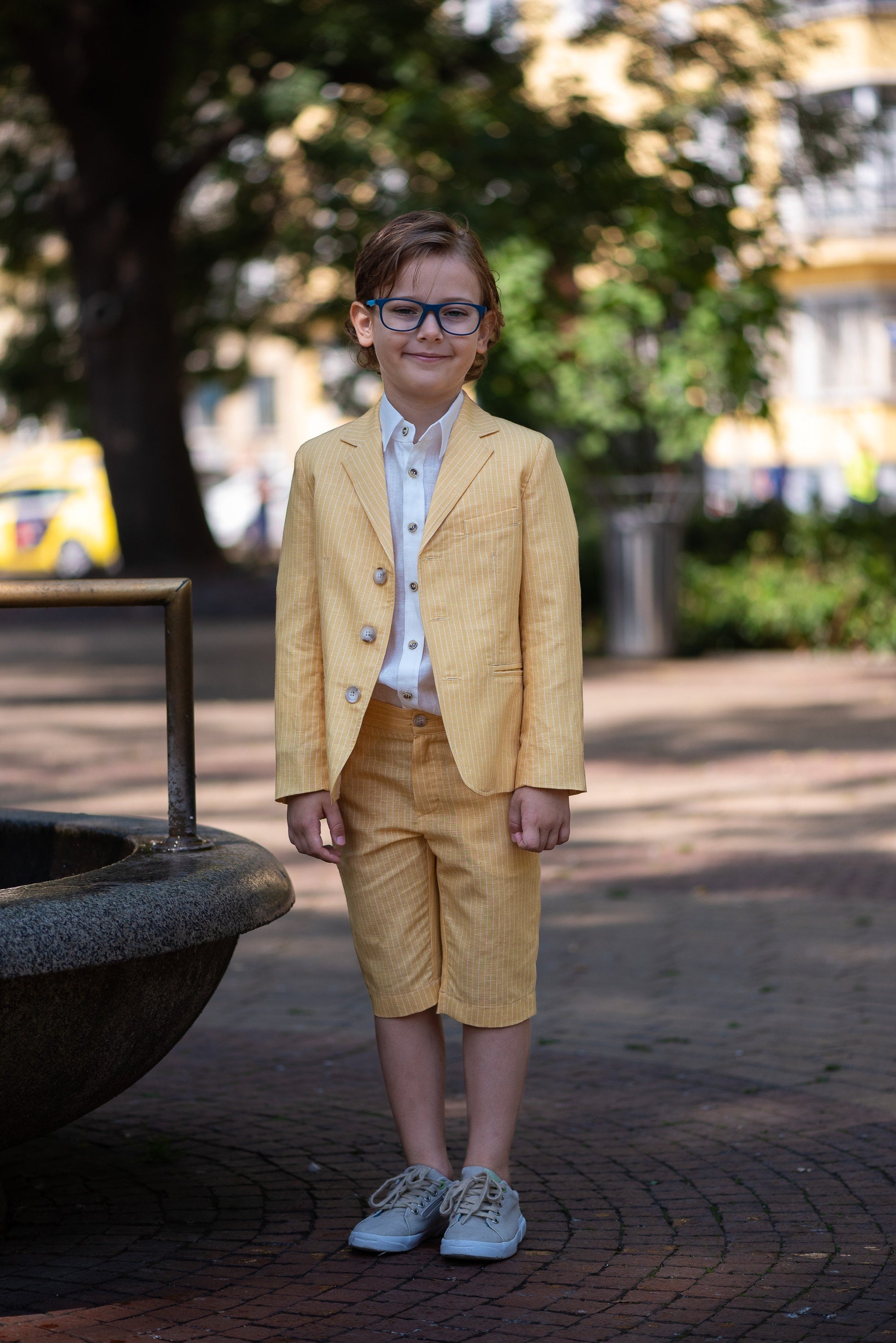 Boys formal linen outfit/ Toddler boy 3 piece suit/ Kids birthday outfit/ Beach wedding stylish suit/ Ring bearer summer clothes outfit