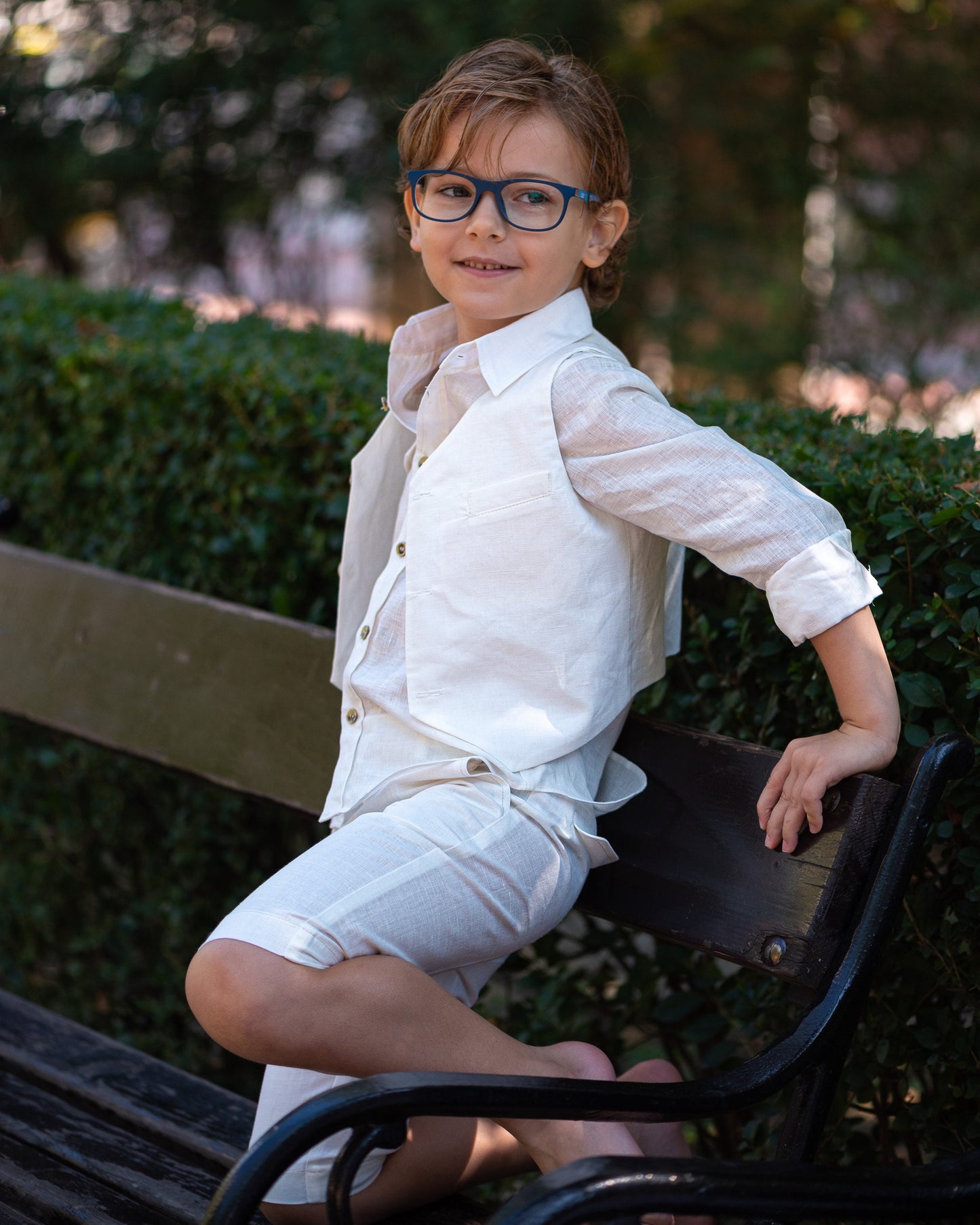 White linen summer set for boys/ Beach wedding outfit boys/ Communion linen clothing toddler dress shirt outfit/ Stylish outfit for boys