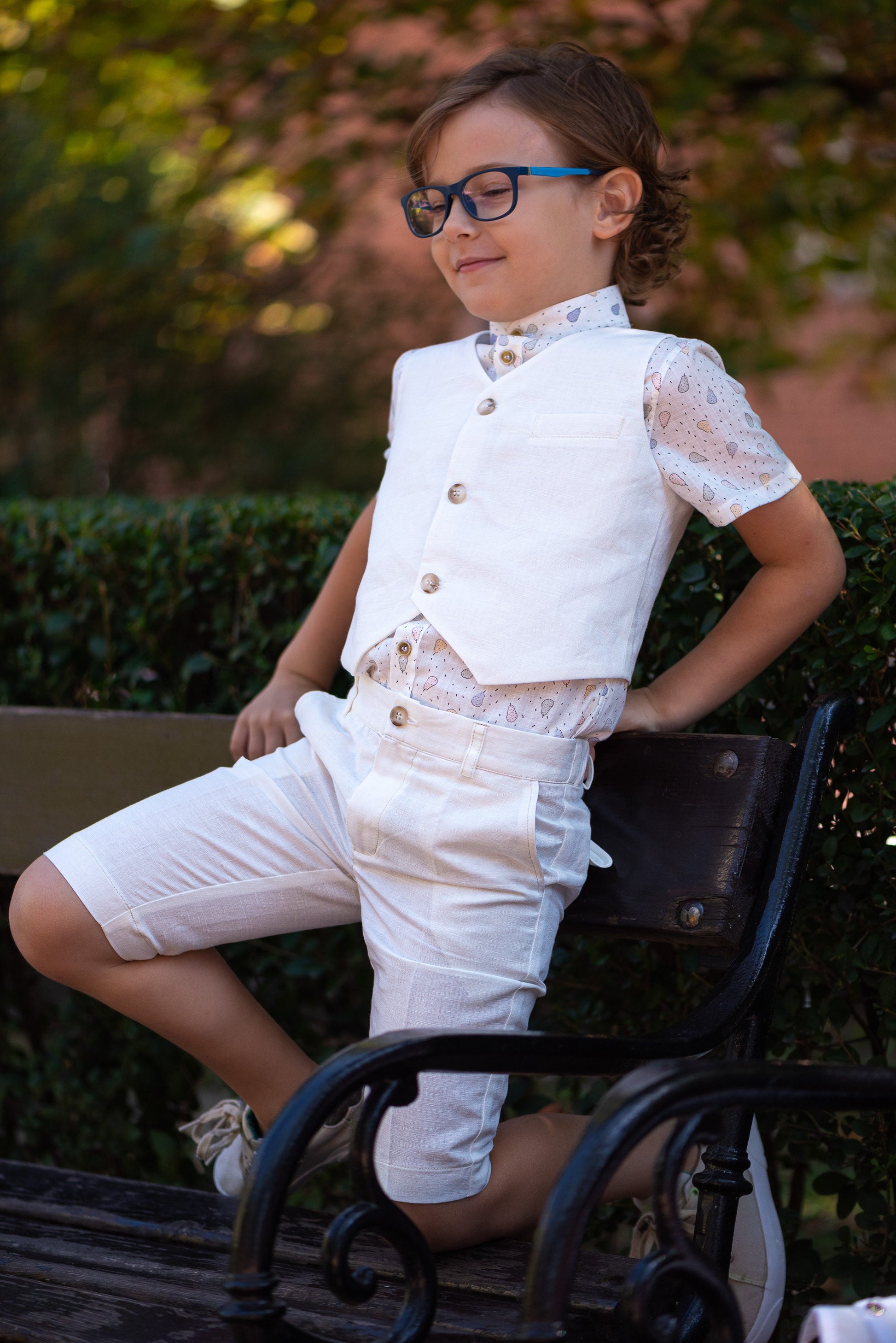 White linen summer set for boys/ Beach wedding outfit boys/ Communion linen clothing toddler dress shirt outfit/ Stylish outfit for boys