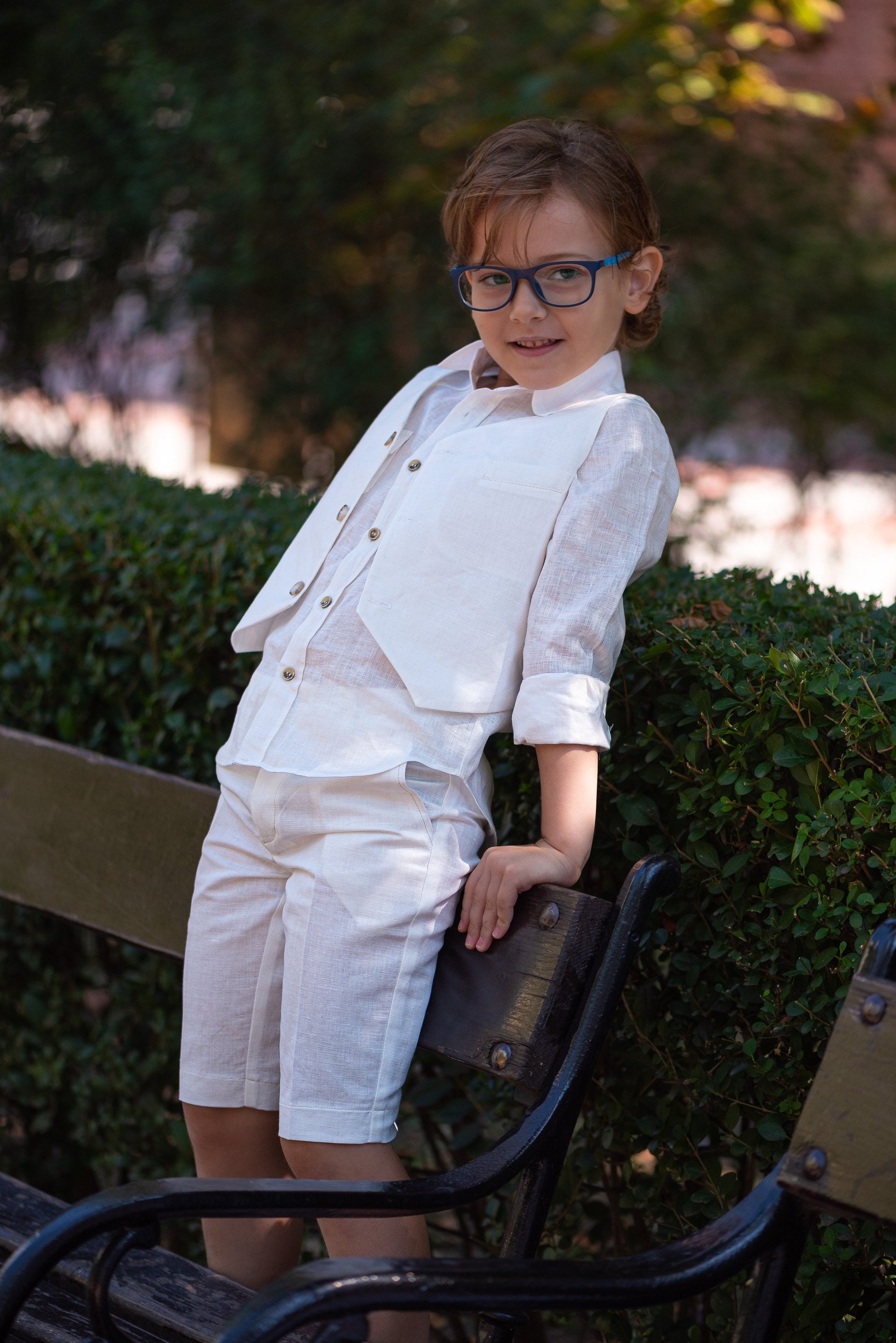 White linen summer set for boys/ Beach wedding outfit boys/ Communion linen clothing toddler dress shirt outfit/ Stylish outfit for boys