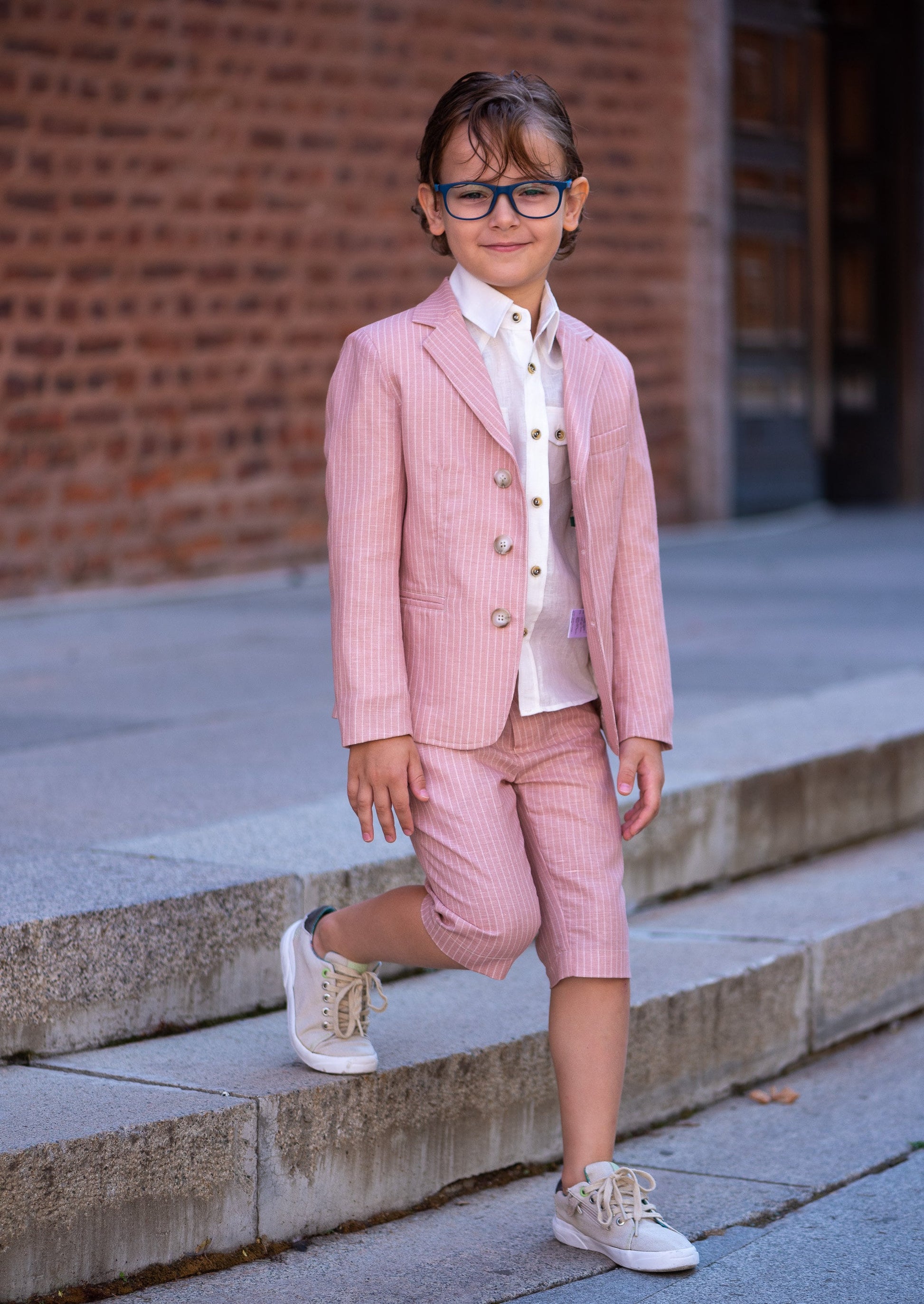 Boys 3 pieces linen outfit/ Toddler boy formal suit/ Kids Baptism outfit/ Beach wedding boutique suit/ Ring bearer summer clothes outfit