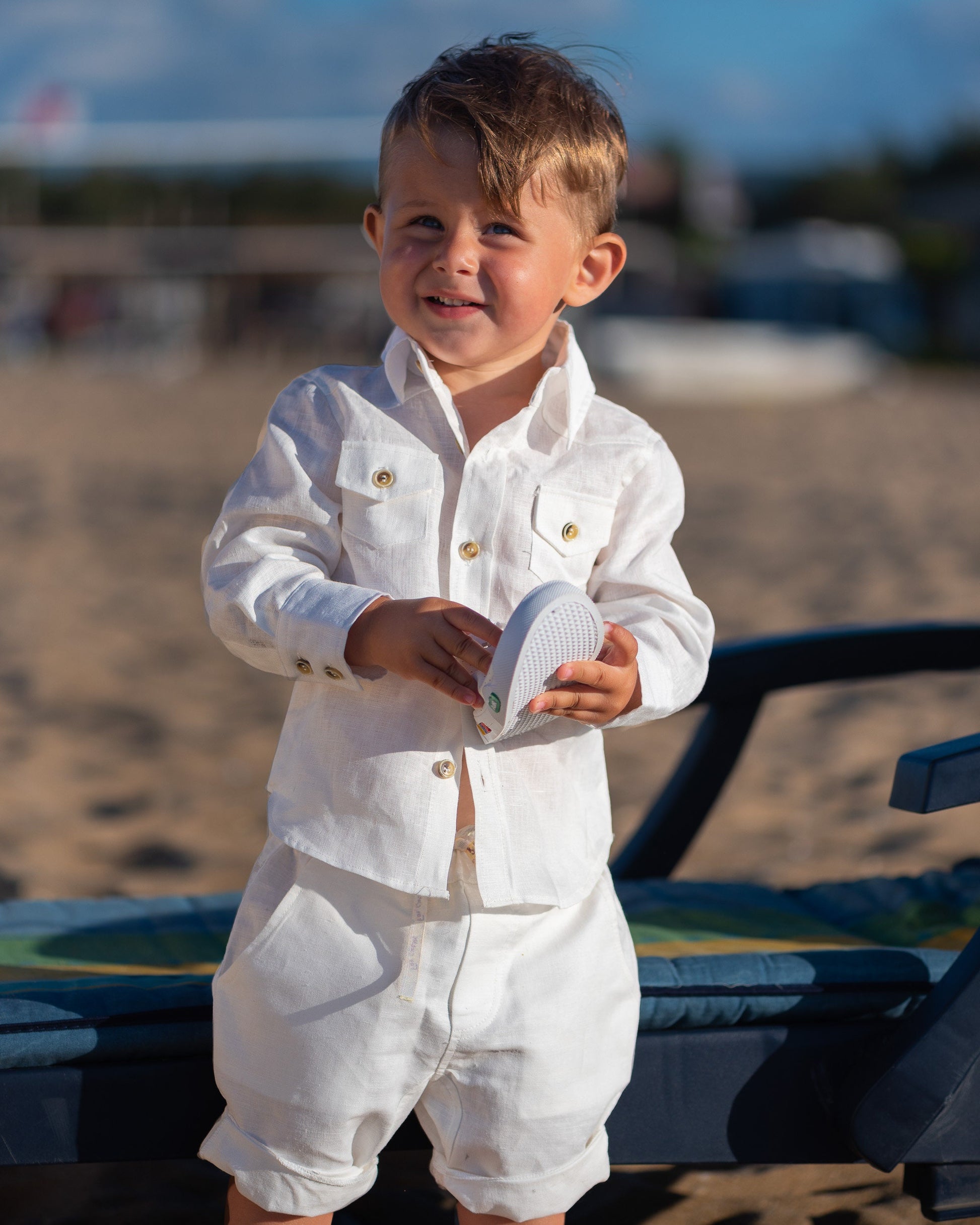 Summer baby boy white linen set/ Baby Christening summer outfit/ 2 piece set for babies/Linen baby wear/ Baby boy gift/Baby birthday suit