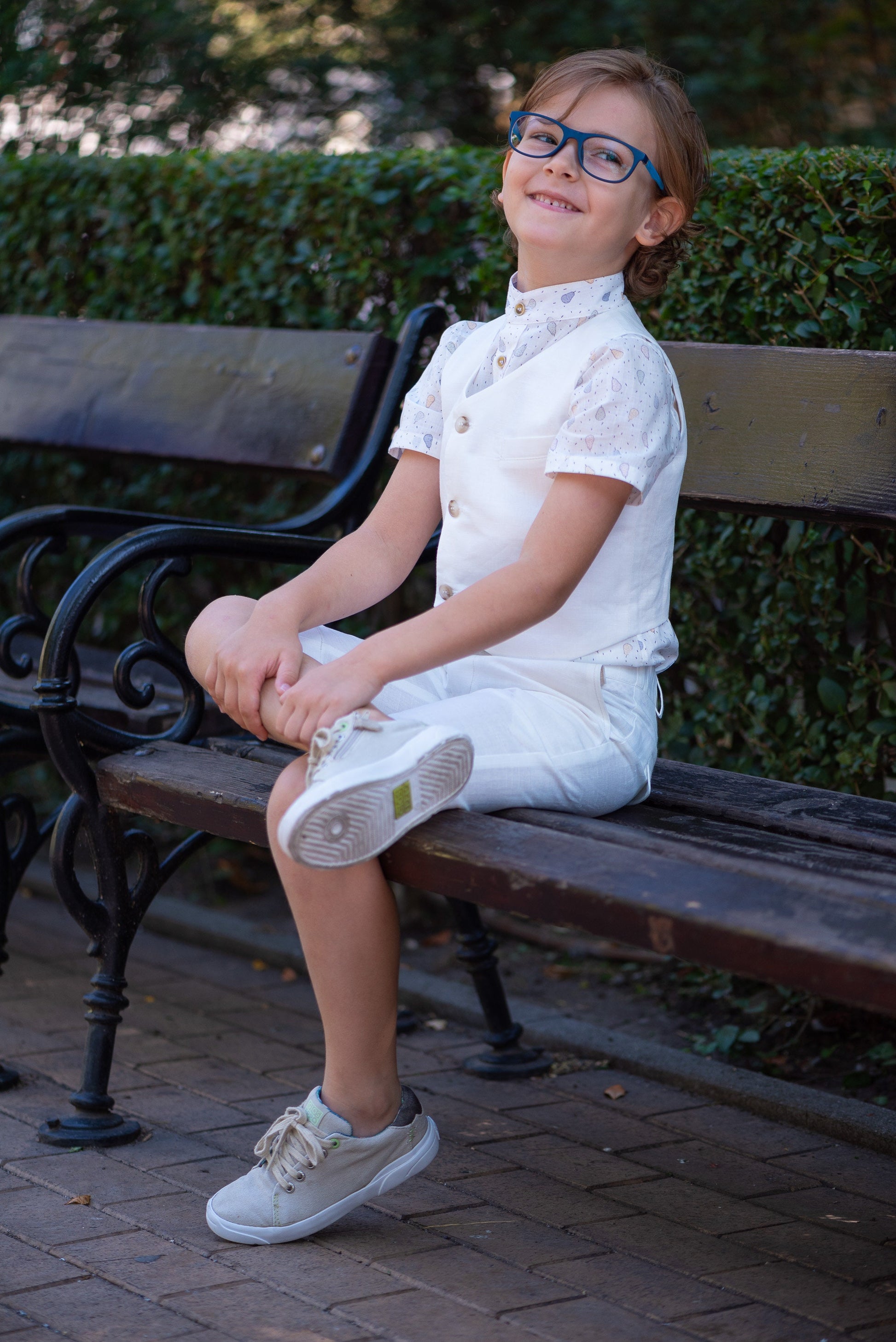 White linen summer set for boys/ Beach wedding outfit boys/ Communion linen clothing toddler dress shirt outfit/ Stylish outfit for boys