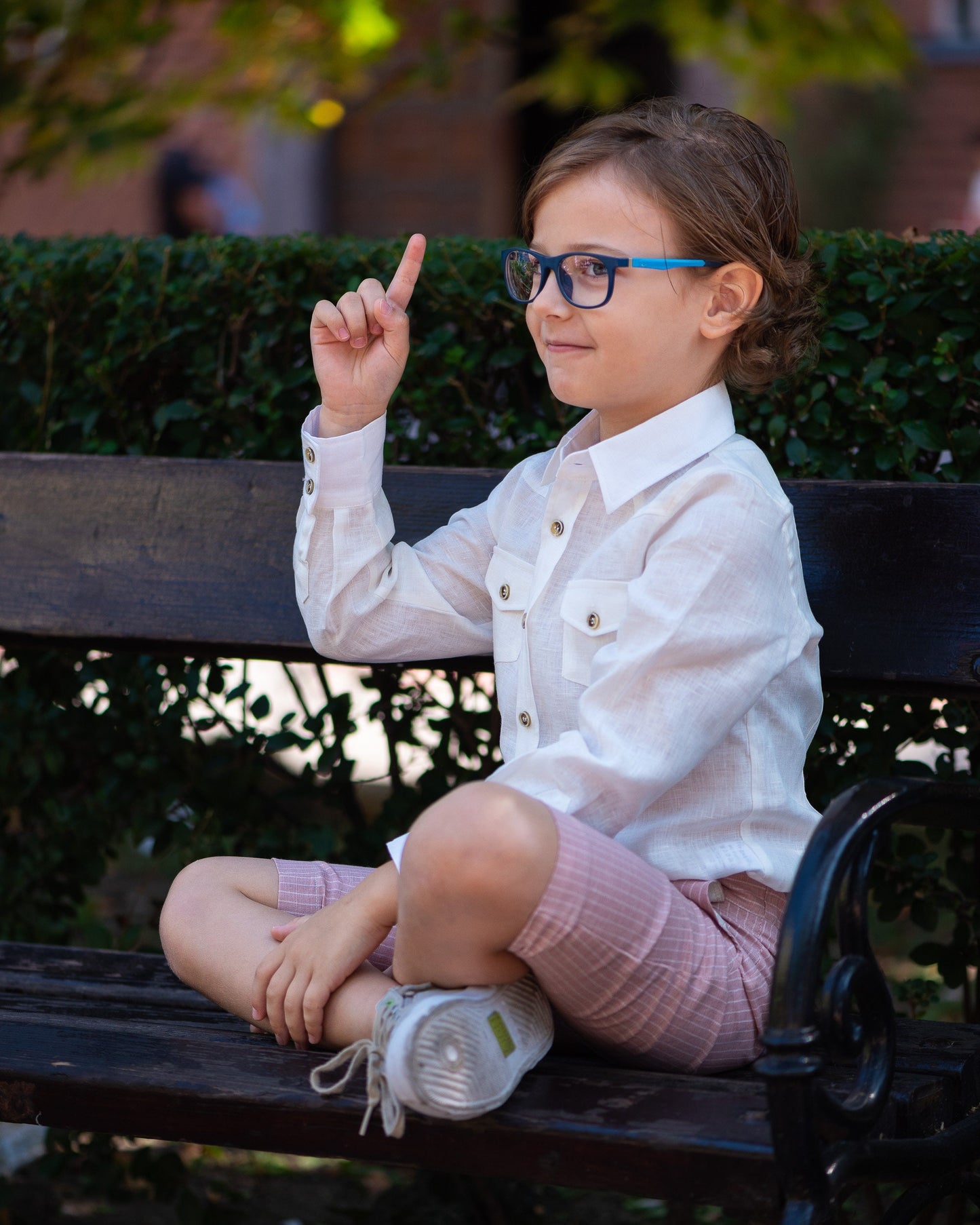 White linen shirt for boys with long sleeves/ Boys Ring bearer shirt/ Rustic wedding Linen clothing toddler dress shirt/ baptism outfit