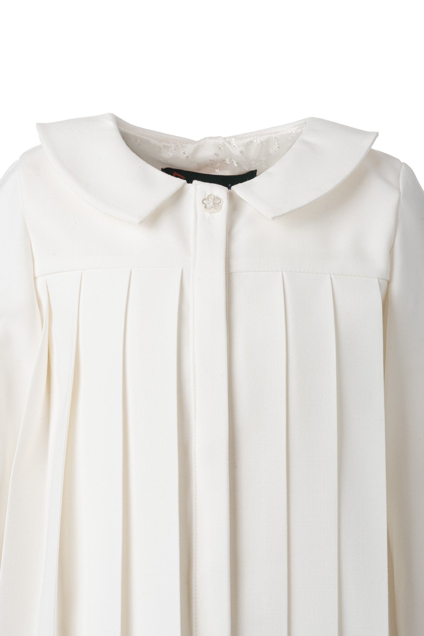 Girls white pleated dress/ Long sleeve formal dress/ Toddler girl pleated christening dress/ Peter pan collar baptism dress