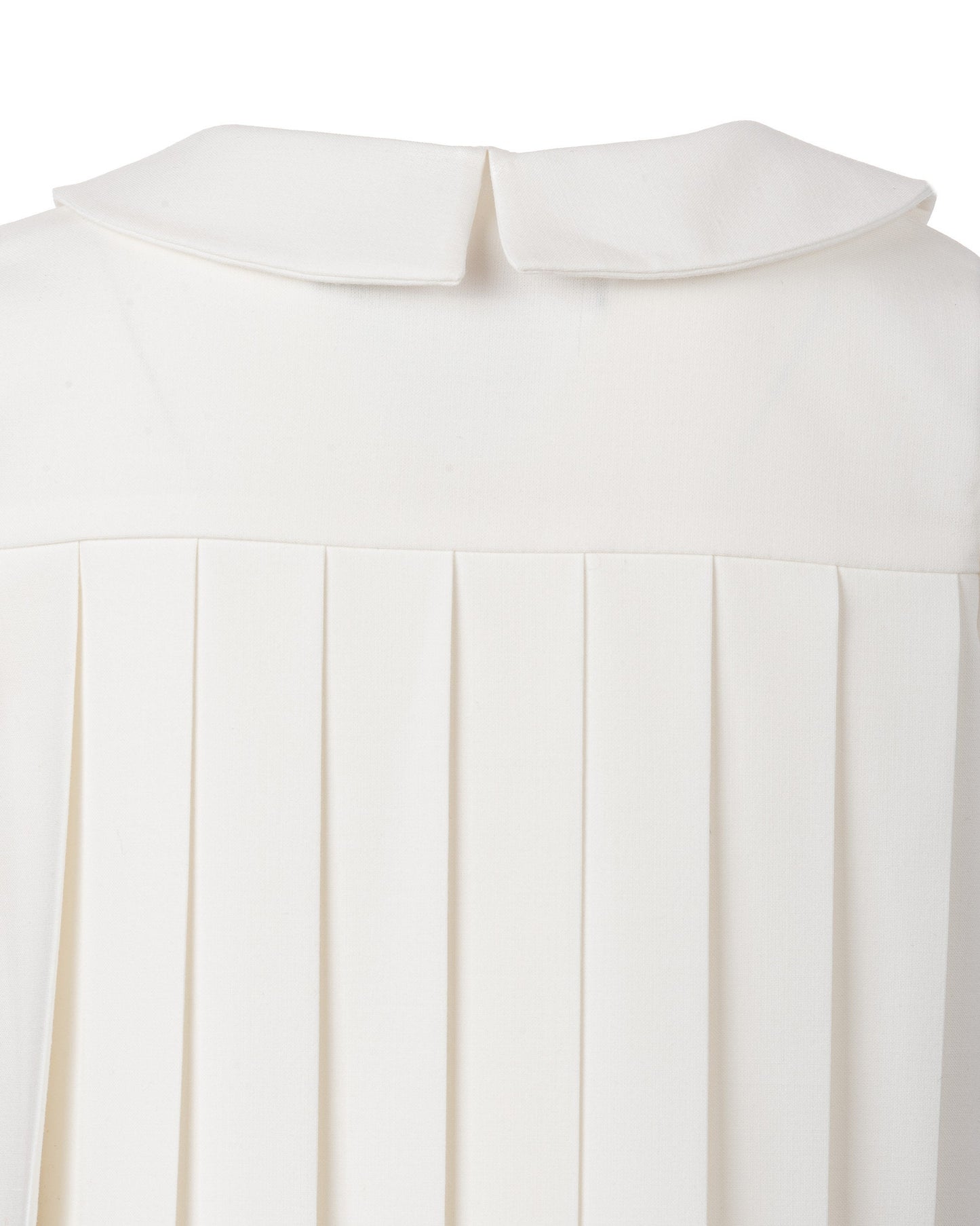 Girls white pleated dress/ Long sleeve formal dress/ Toddler girl pleated christening dress/ Peter pan collar baptism dress