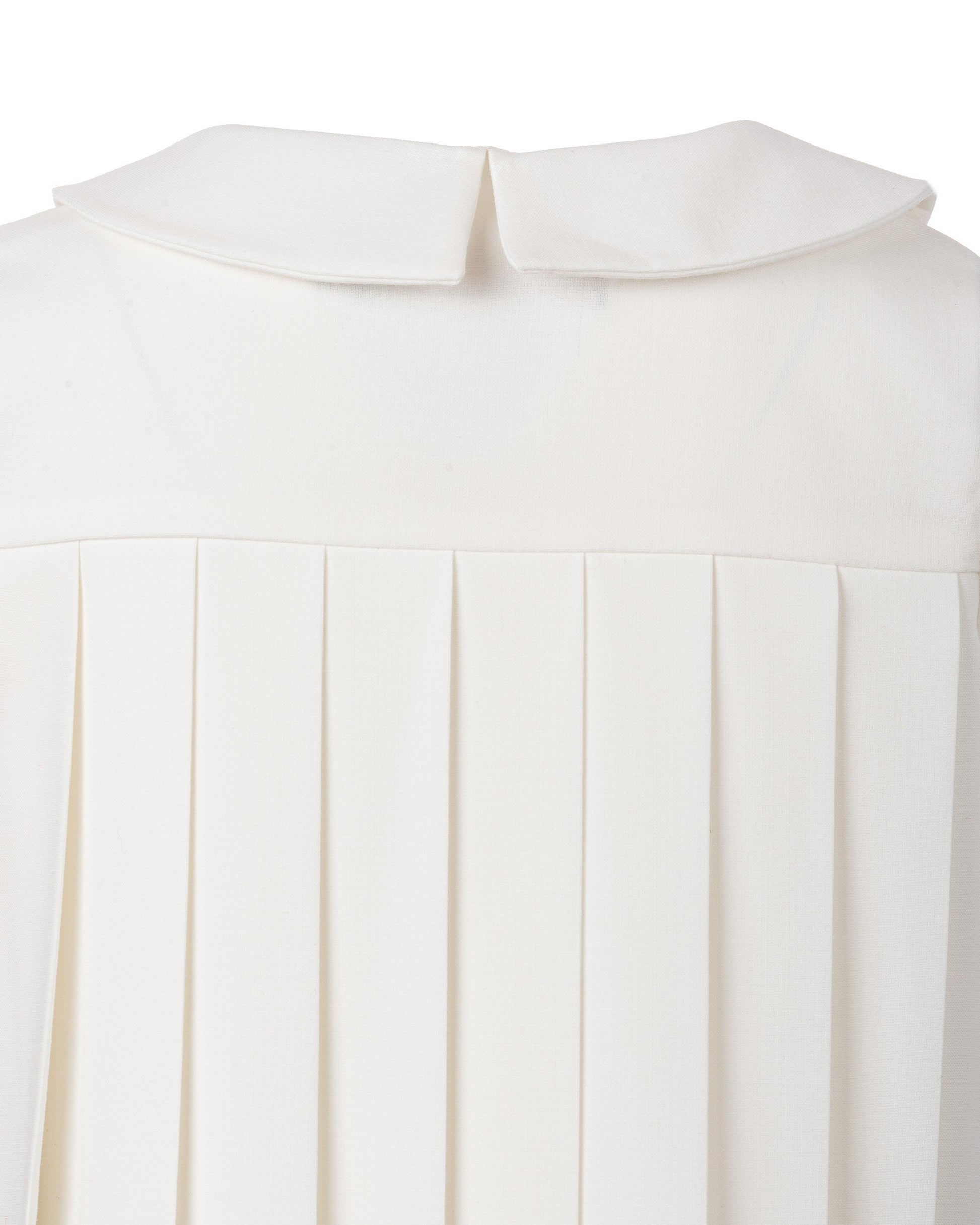 Girls white pleated dress/ Long sleeve formal dress/ Toddler girl pleated christening dress/ Peter pan collar baptism dress