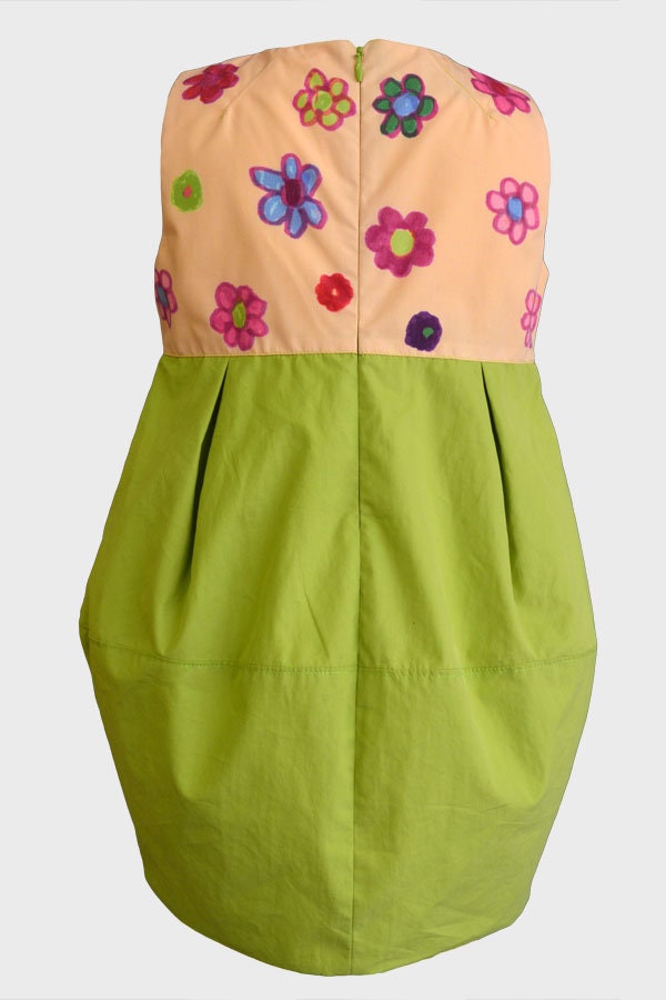 Summer dress for girls/Toddler girl t shirt dress/Green dress/Flower girl dress/Bubble skirt dress/Floral dress/Bubble dress/Balloon dress