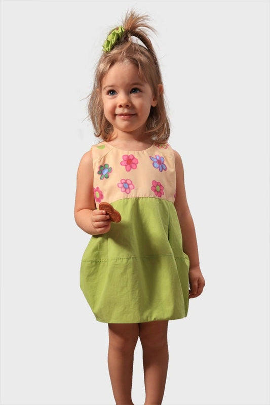 Summer dress for girls/Toddler girl t shirt dress/Green dress/Flower girl dress/Bubble skirt dress/Floral dress/Bubble dress/Balloon dress