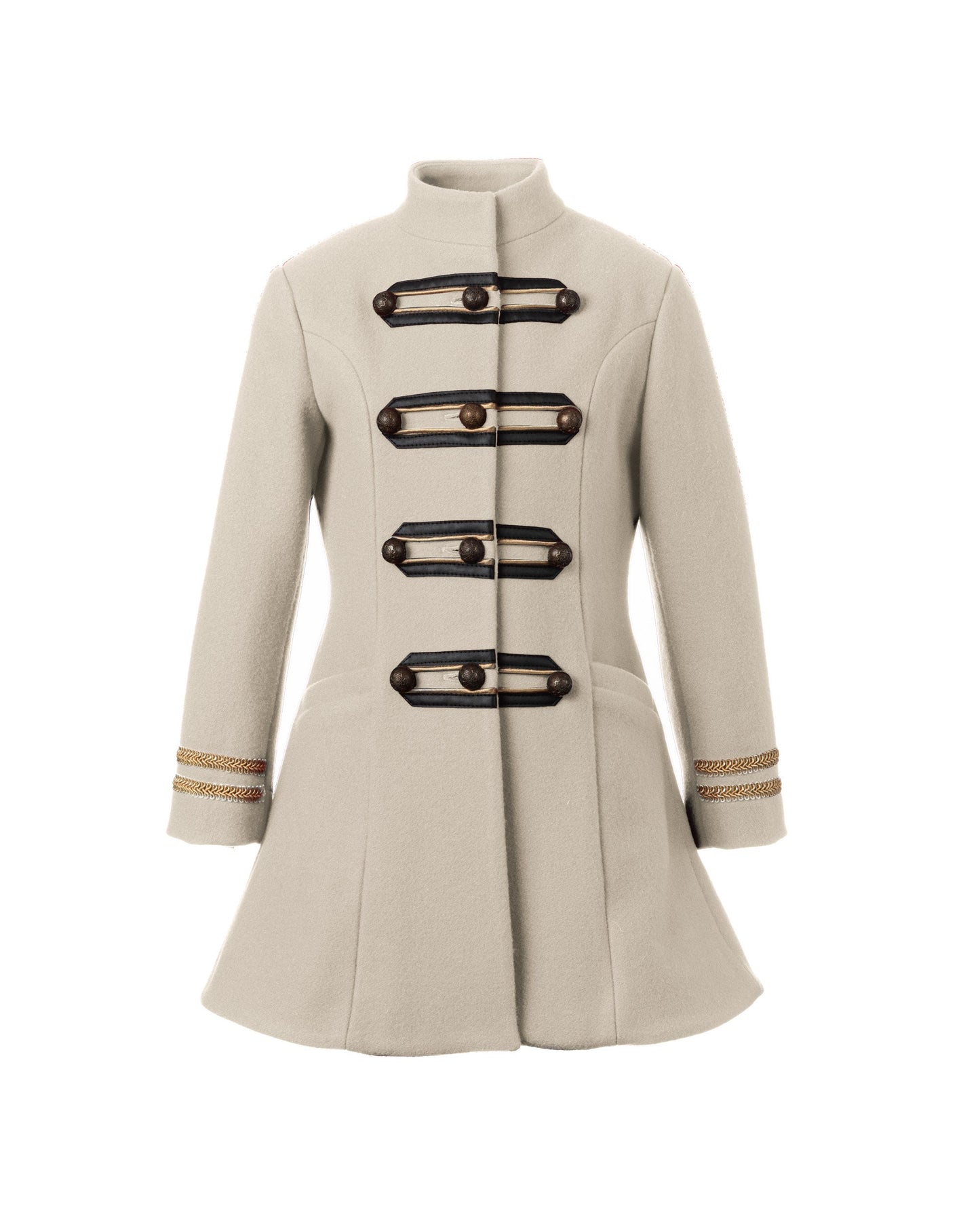 Wool girls long down coat/ Trench stand collar red coat/Toddler girl fit and flare coat/Kids military look wool coat/Warm winter girls coat