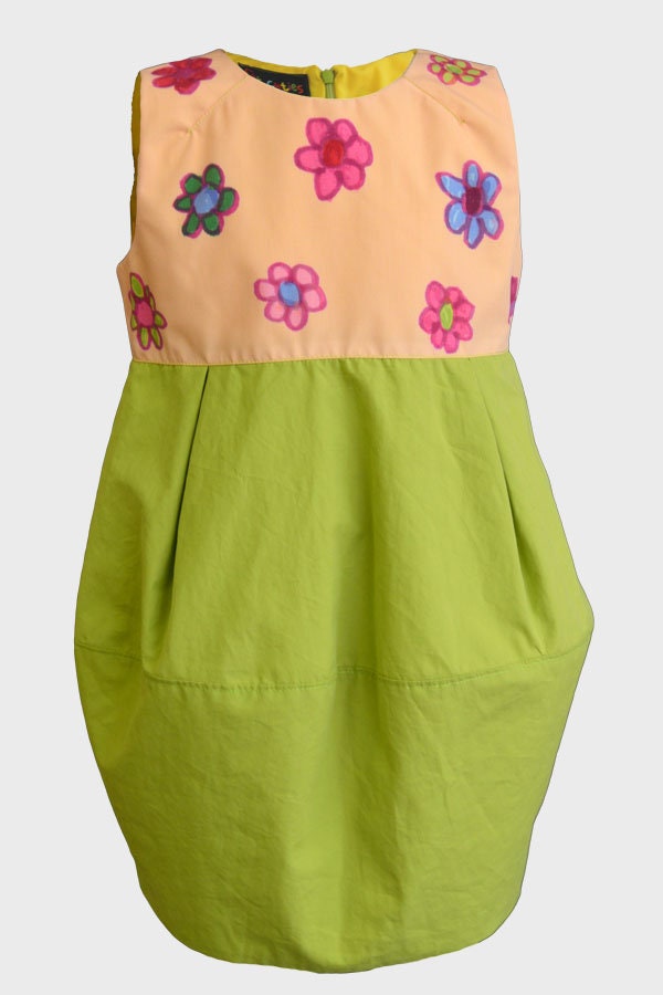 Summer dress for girls/Toddler girl t shirt dress/Green dress/Flower girl dress/Bubble skirt dress/Floral dress/Bubble dress/Balloon dress