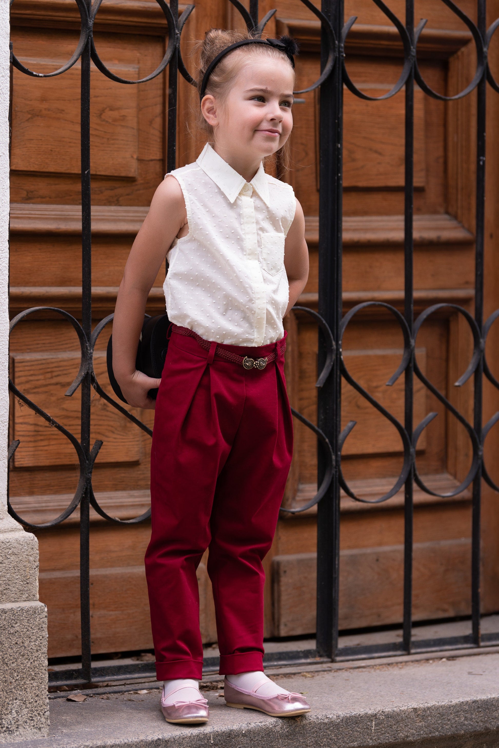 Stylish cotton girls suit/ Tailored toddler suit/ Formal dress wear for girls/ Kids formal jacket and pants outfit/ Red suit for girls