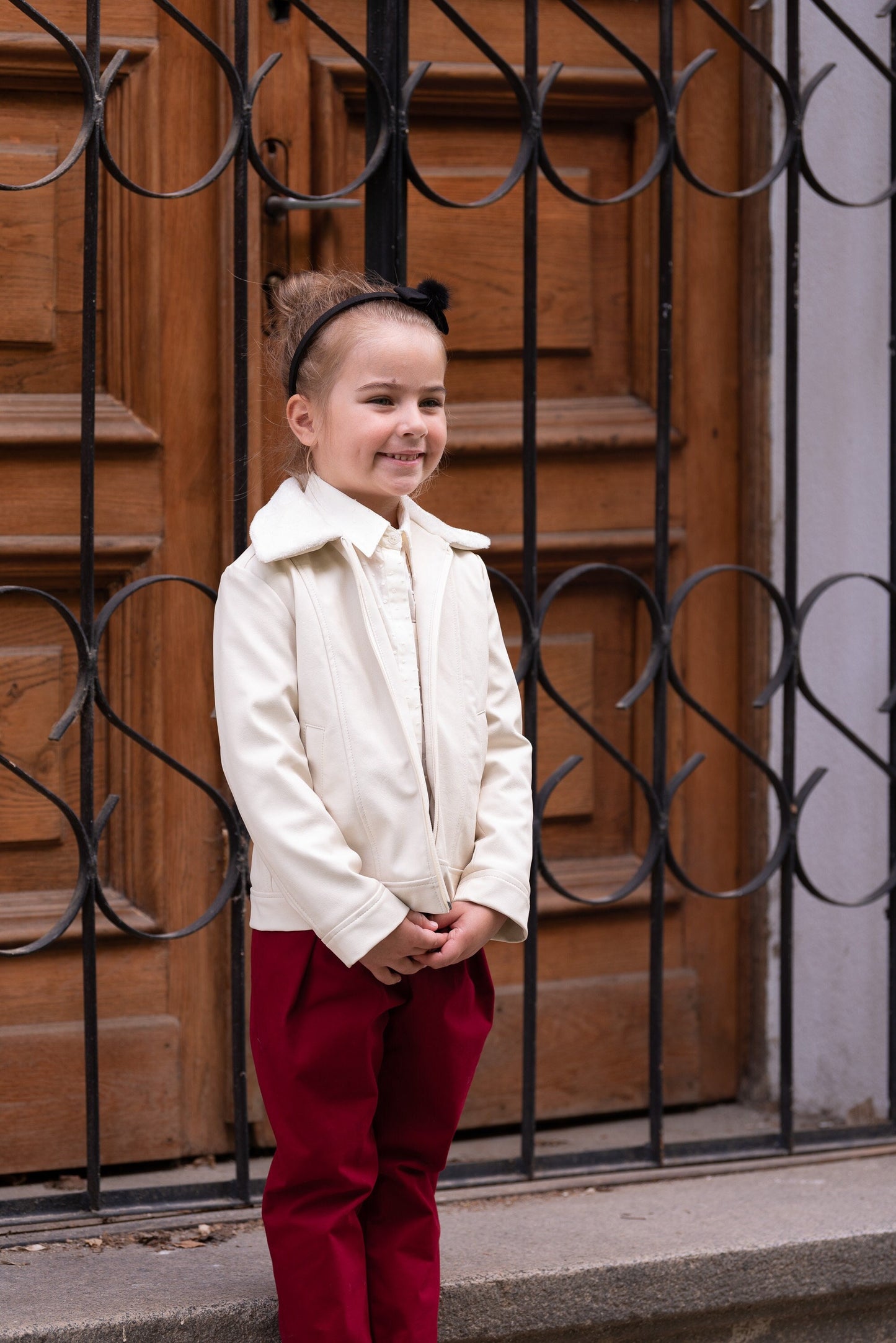 Faux leather jacket with fleece lining for girls/ Kids faux leather jacket / Fitted vegan leather jacket/ Warm designer pilot jacket boys