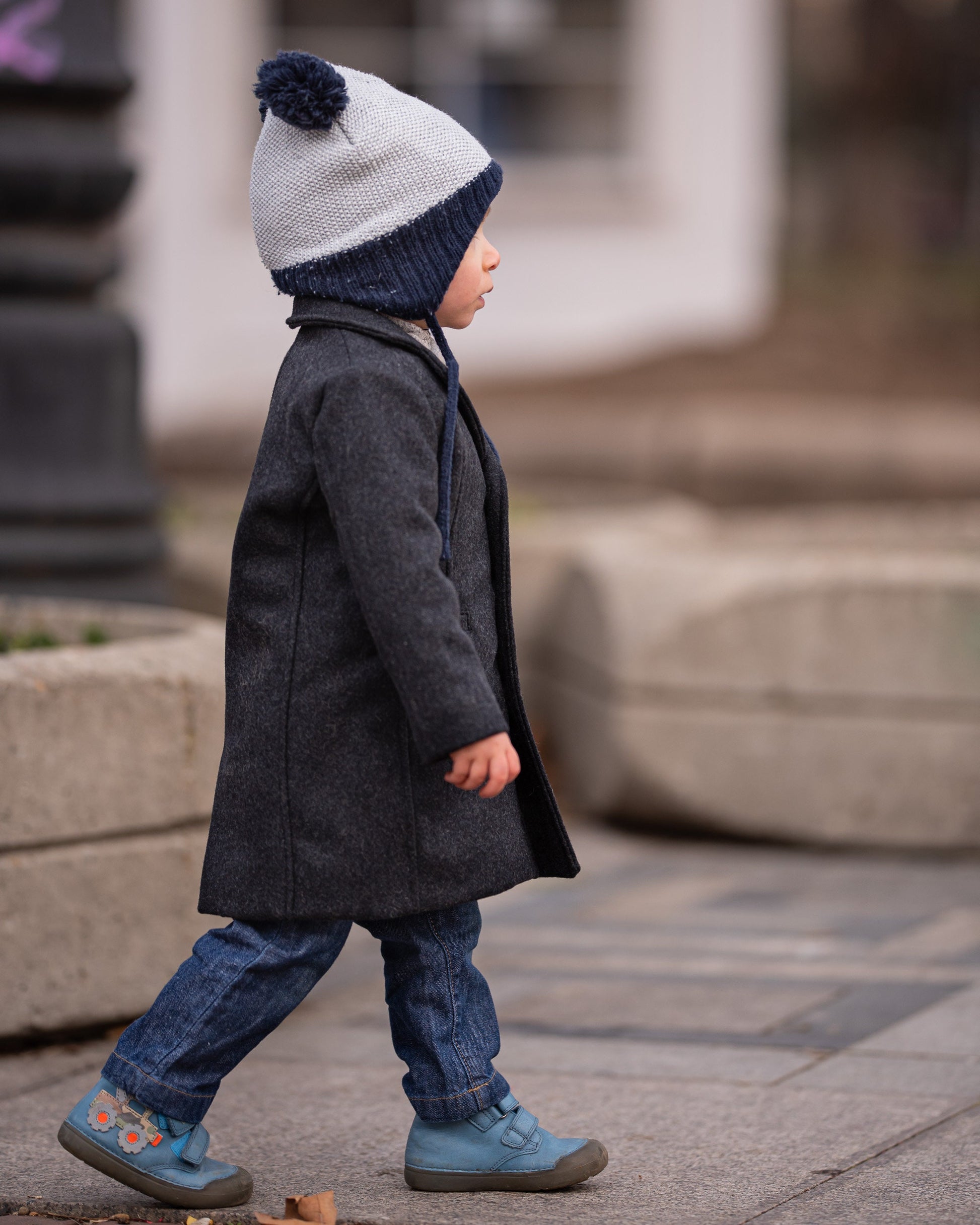Baby Wool Charcoal Long Coat, Baby Winter Coat, Infant Coat, Baby winter oufit, Winter Baby boys Clothing, Vintage coat for babies