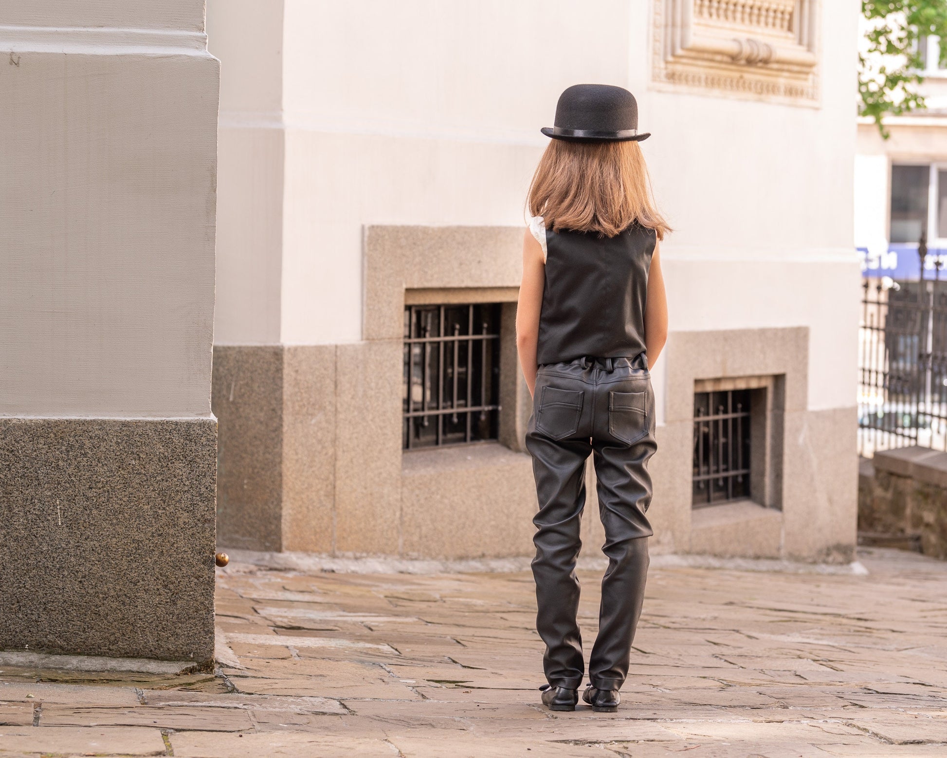 Black formal set for girls/ 2 piece faux leather pants and vest outfit/ Extravagant outfit for toddlers/ Girls formal wear