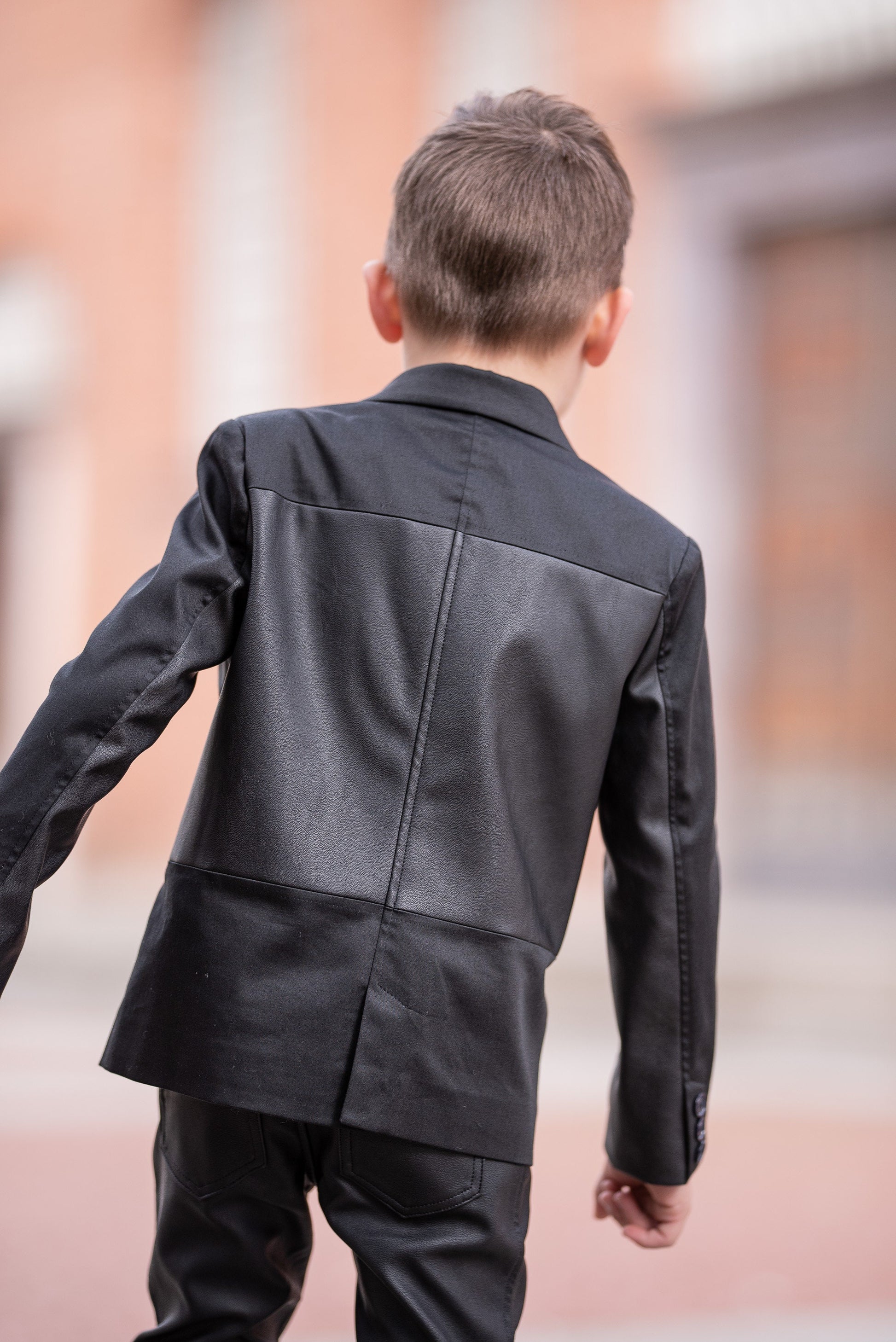 Stunning boys cotton leather blazer/ Formal wear kids clothes/ Black toddler boy blazer/ Wedding kids stylish dress blazer/ Luxury blazer