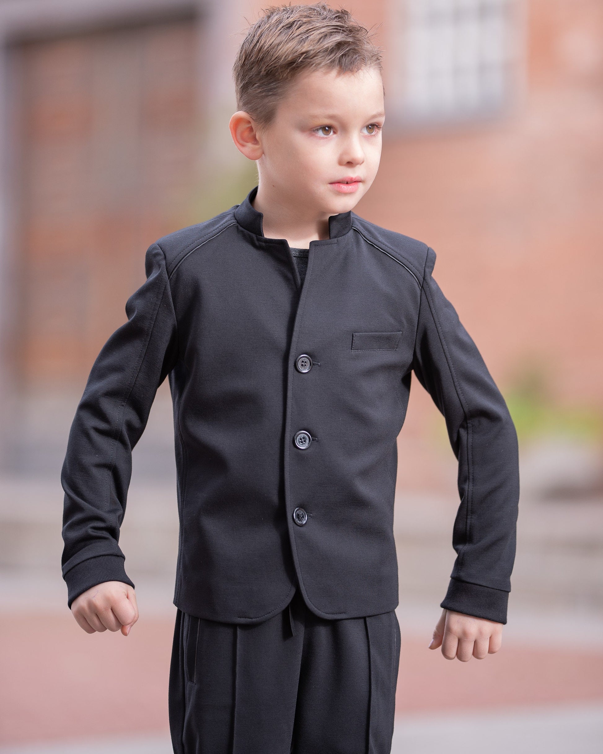 Boys trendy 2 piece clothing set/ Black stylish winter outfit for kids/ Tailored toddler boys fashion/ Kids wear outdoor suit